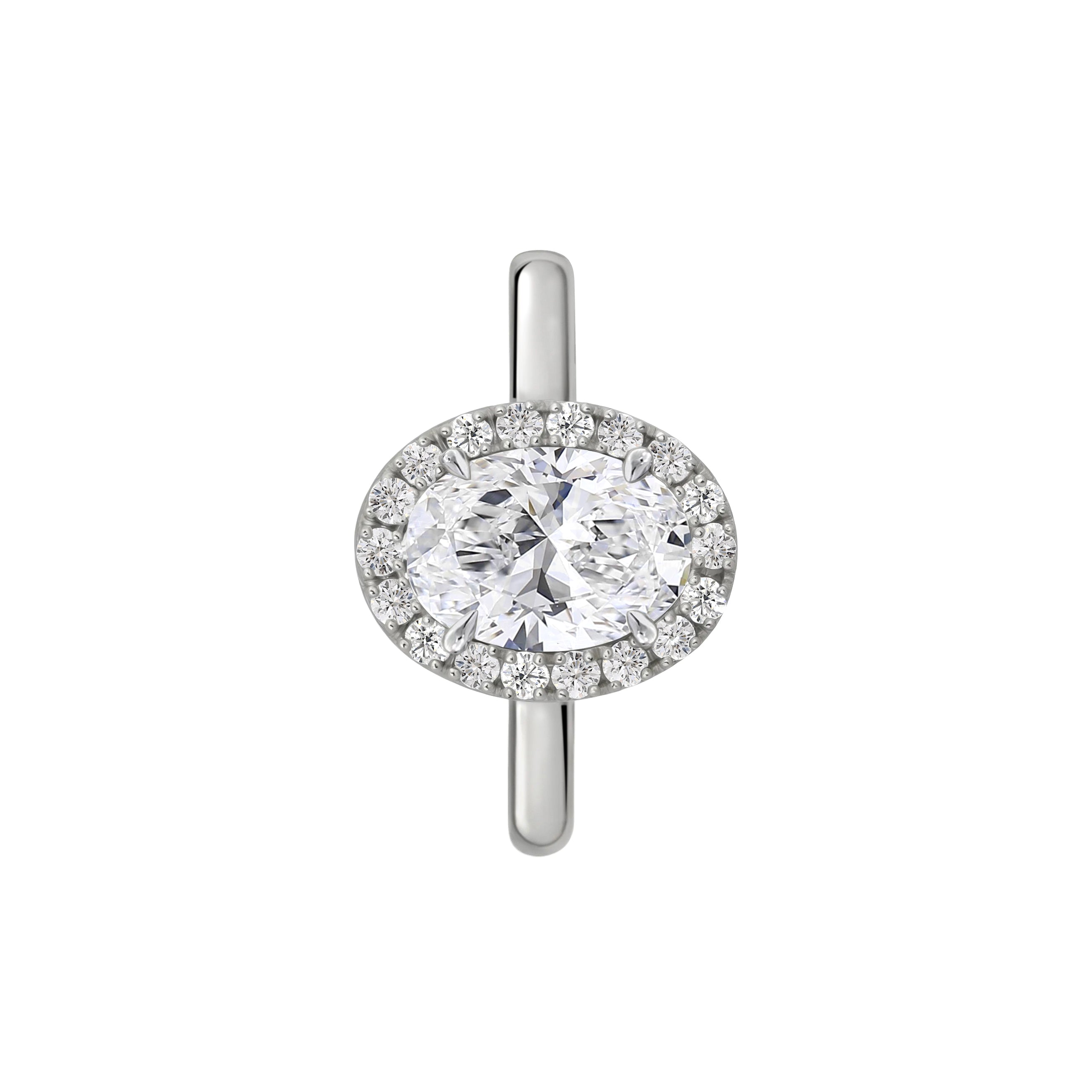 Oval Diamond Halo Ring - R111