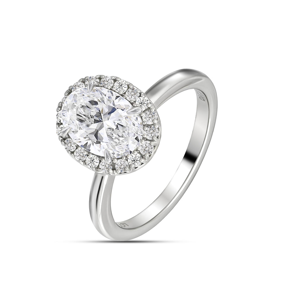 Oval Diamond Halo Ring - R111