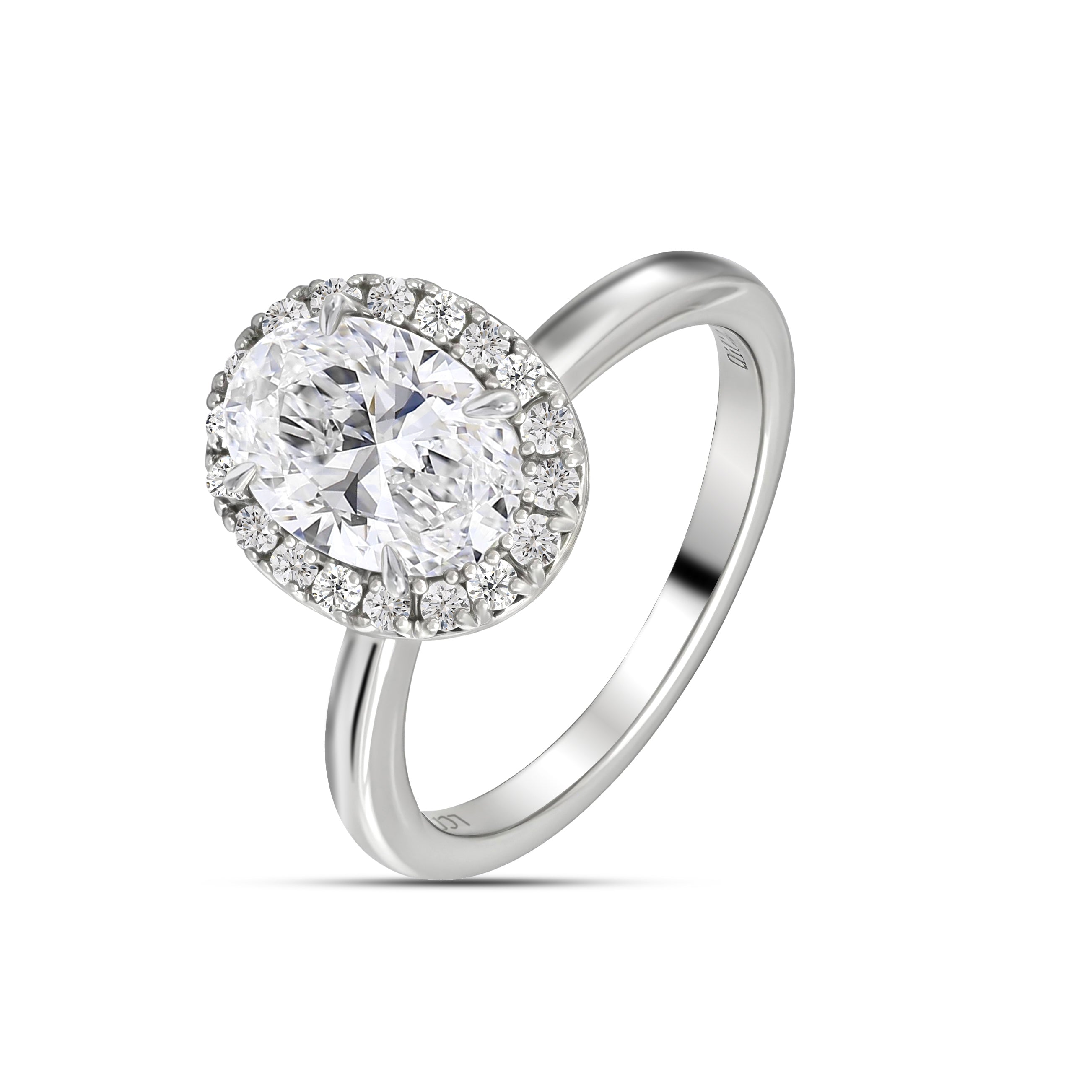 Oval Diamond Halo Ring - R111