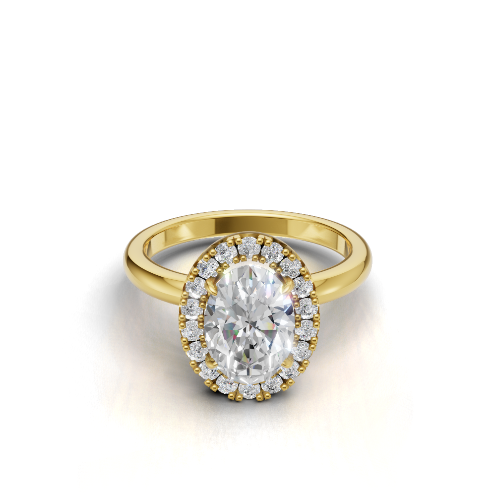 Oval Diamond Halo Ring - R111