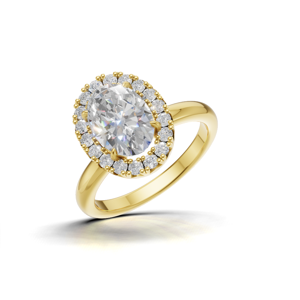 Oval Diamond Halo Ring - R111