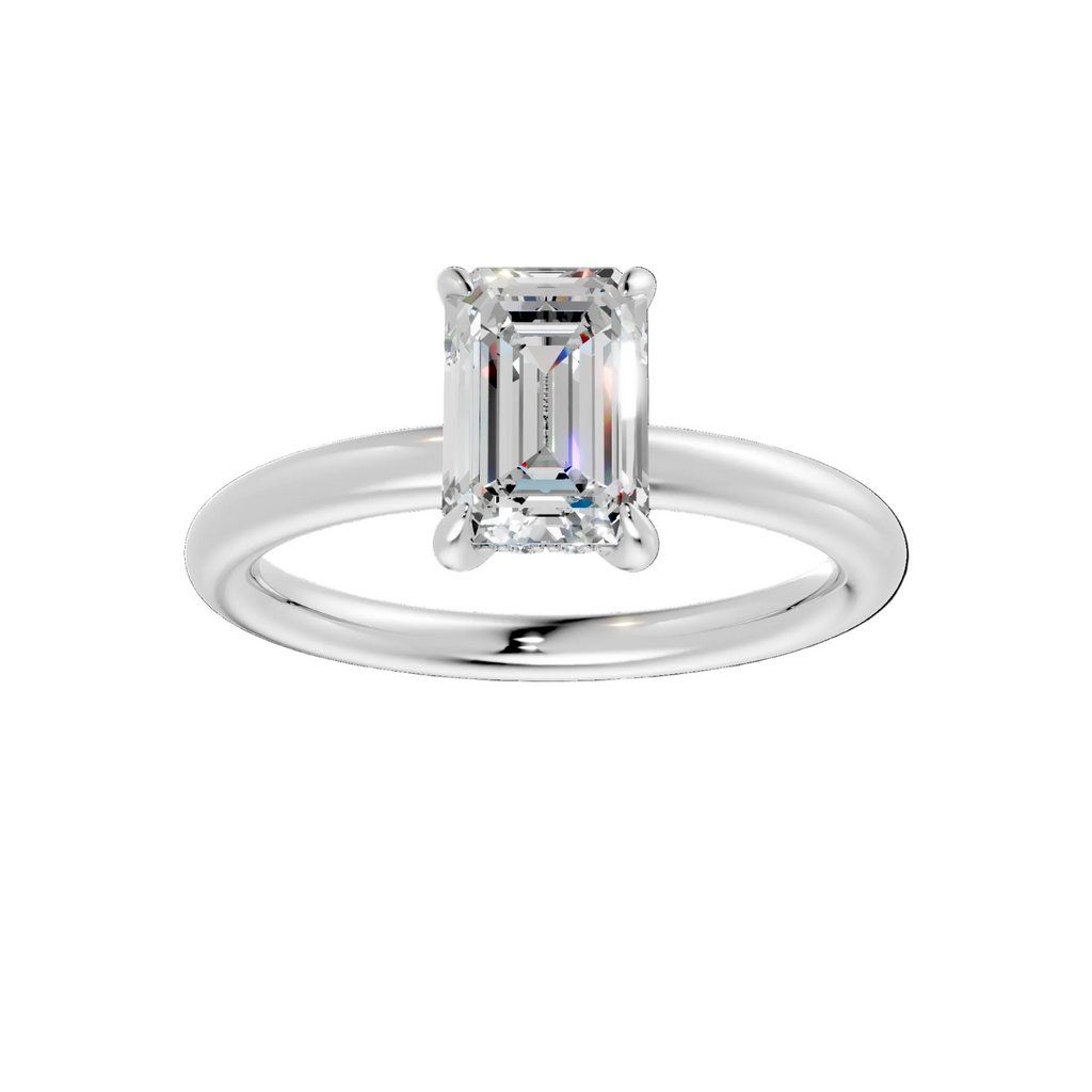 Hidden Halo Emerald Diamond  Ring - R135