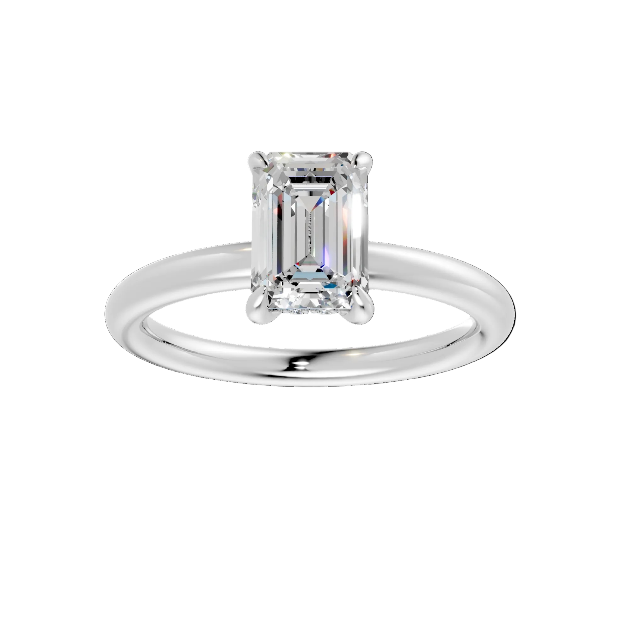 Hidden Halo Emerald Diamond  Ring - R135
