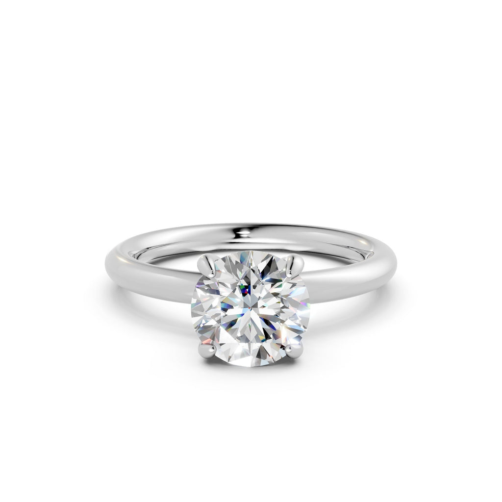 Hidden Halo Round Diamond  Ring - R136