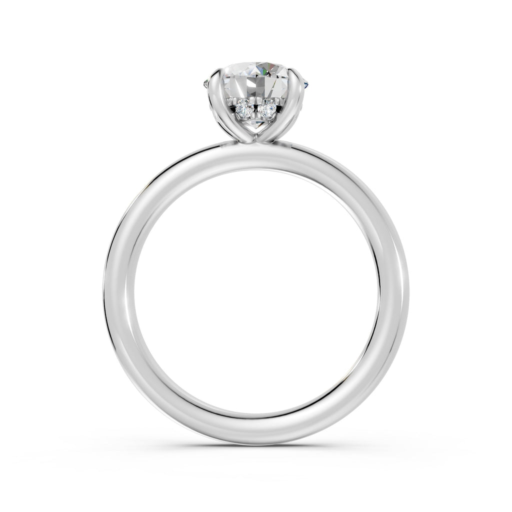 Hidden Halo Round Diamond  Ring - R136