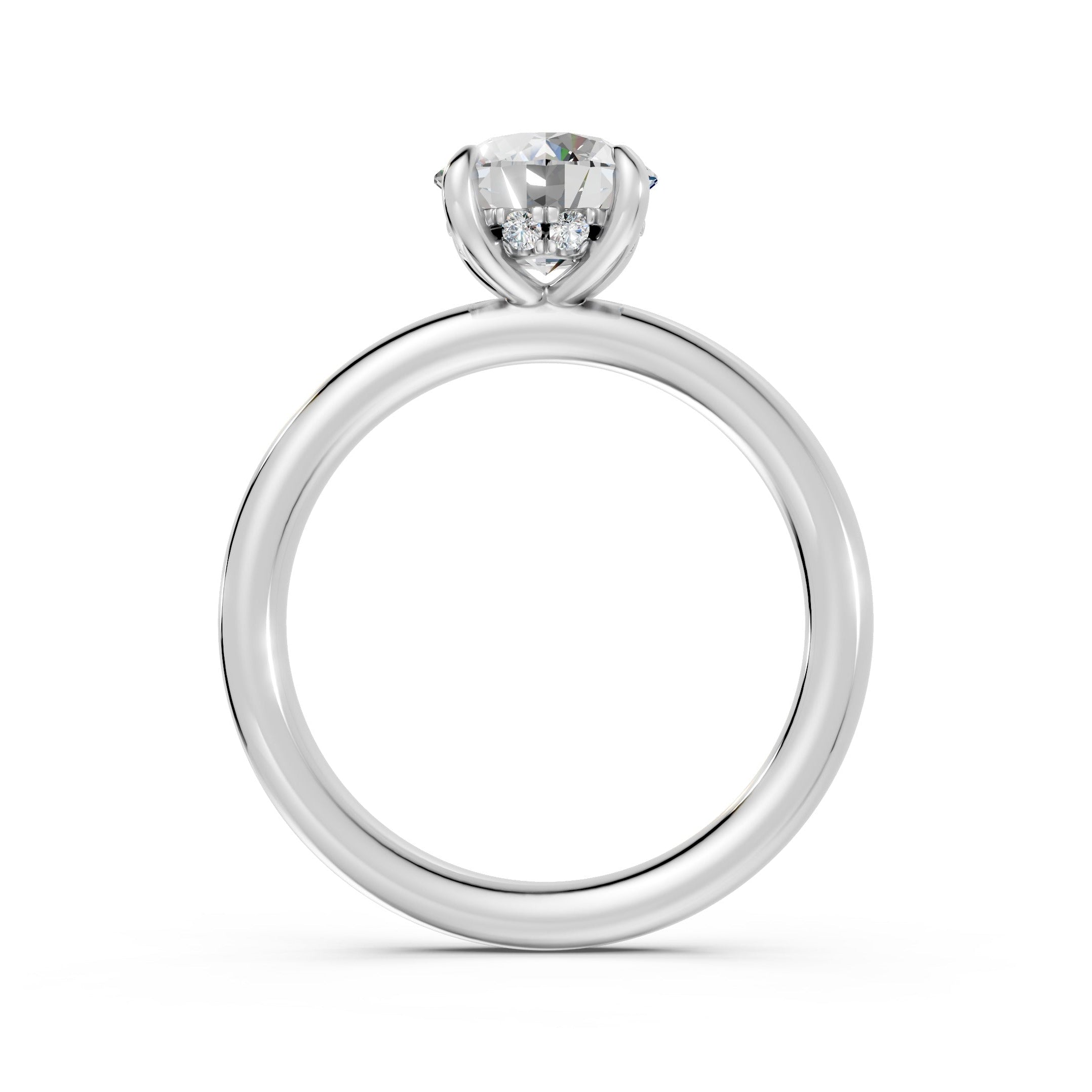 Hidden Halo Round Diamond  Ring - R136
