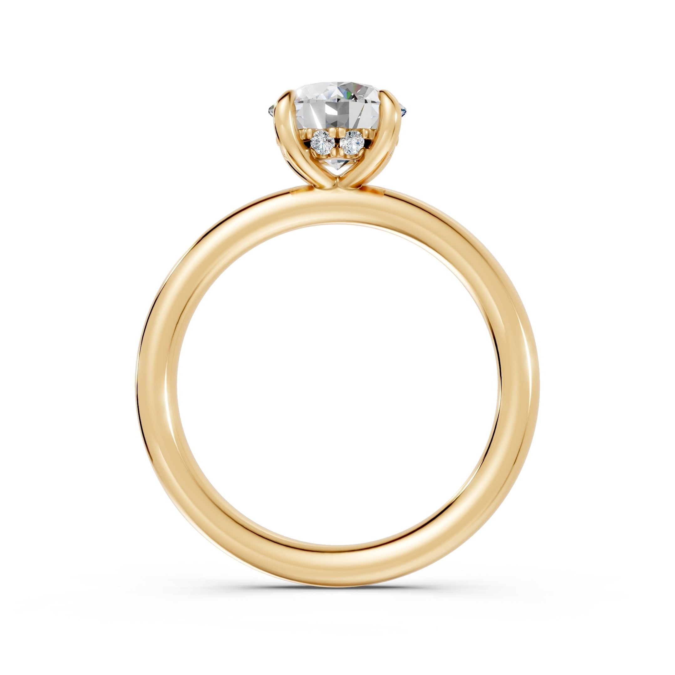 Hidden Halo Round Diamond  Ring - R136