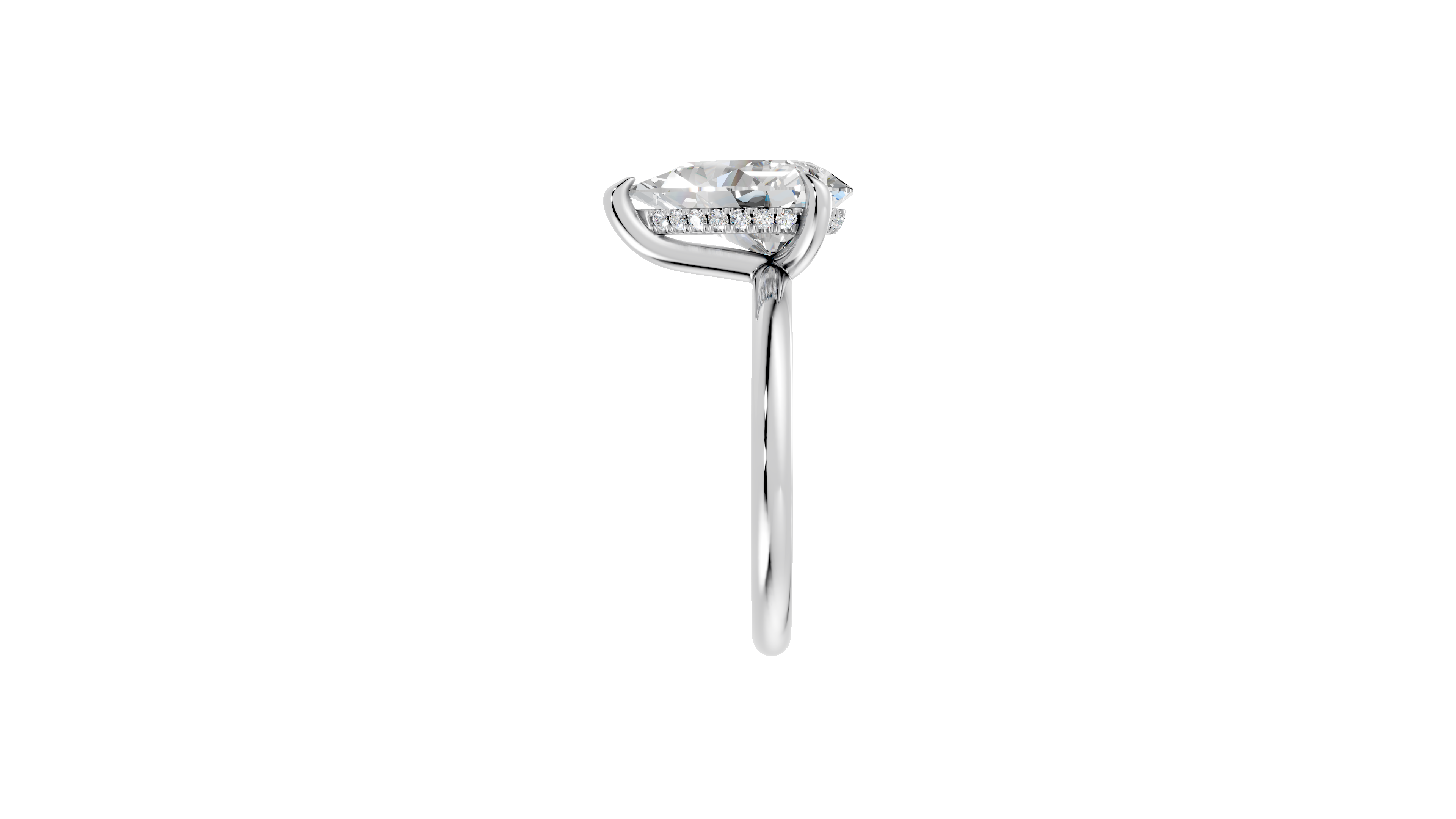 Hidden Halo Pear Diamond  Ring - R137