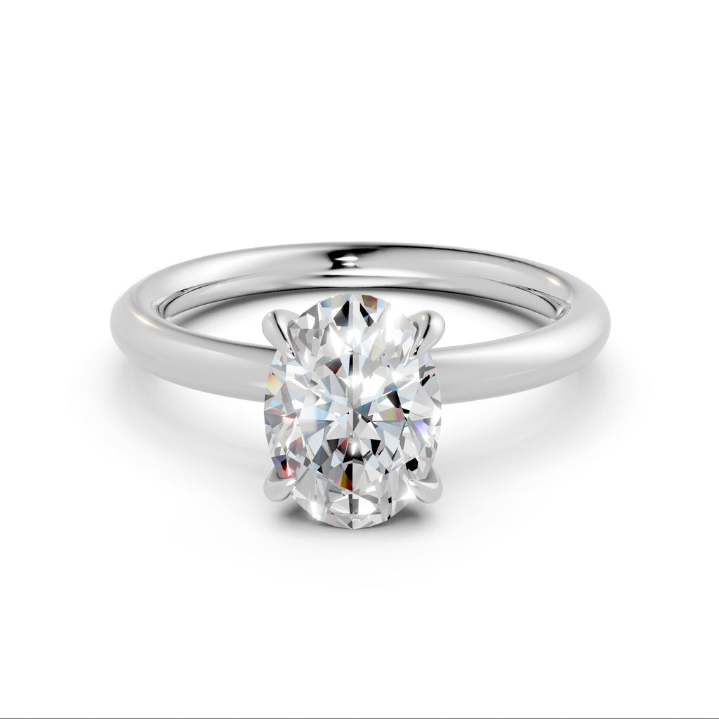 Hidden Halo Oval Diamond  Ring - R139