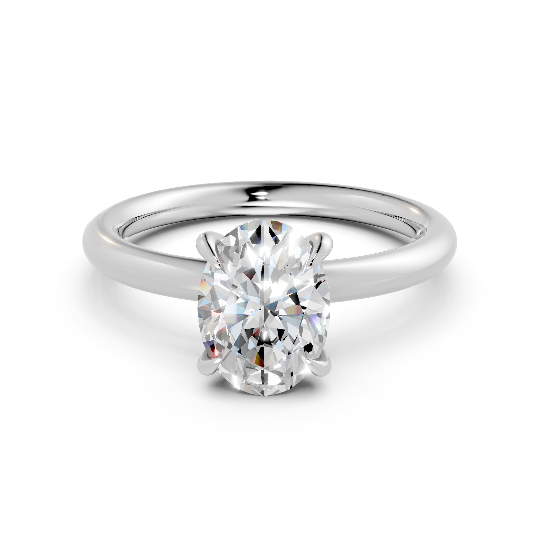 Hidden Halo Oval Diamond  Ring - R139