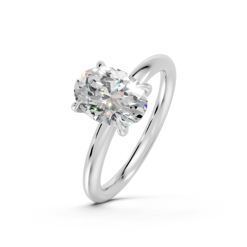 Hidden Halo Oval Diamond  Ring - R139