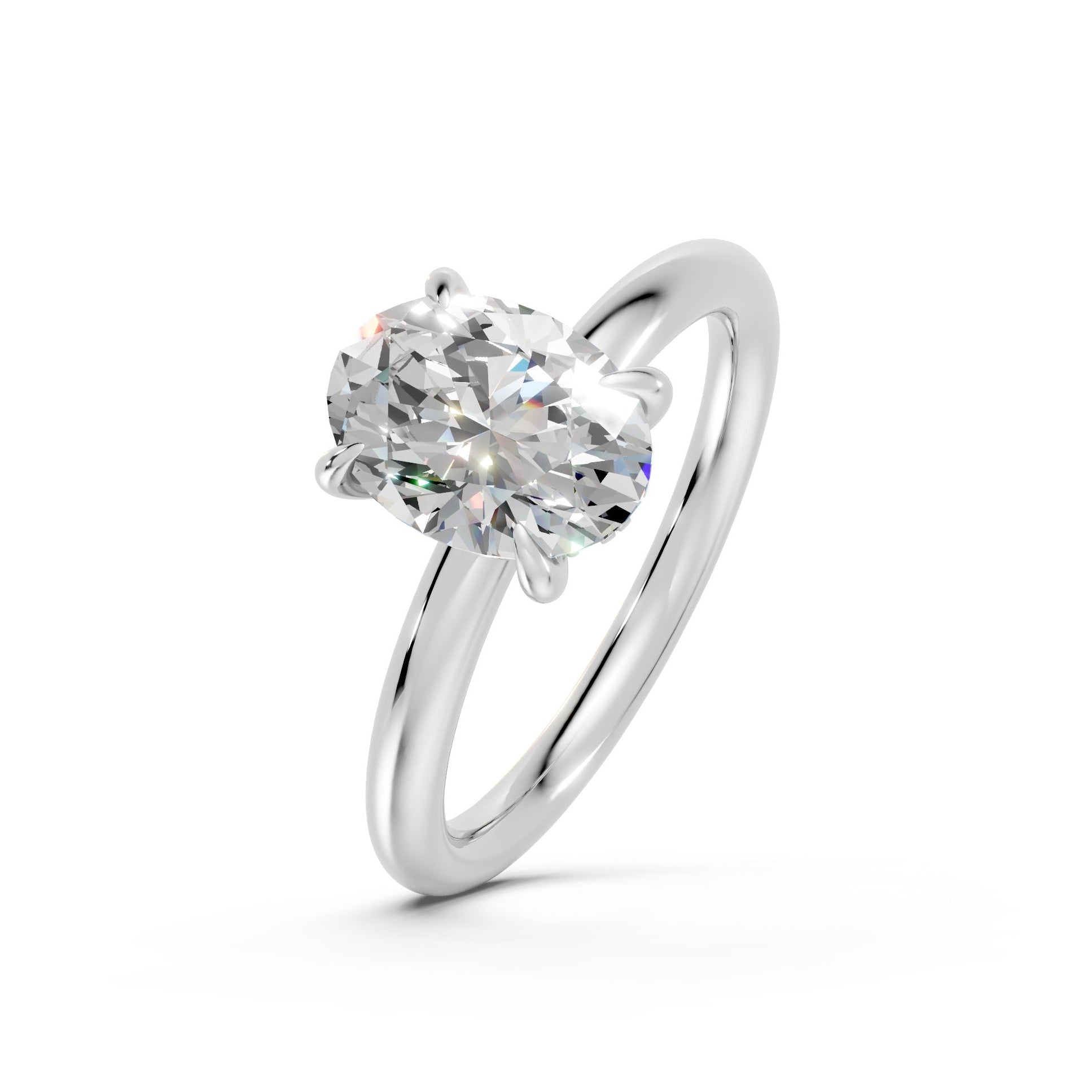 Hidden Halo Oval Diamond  Ring - R139