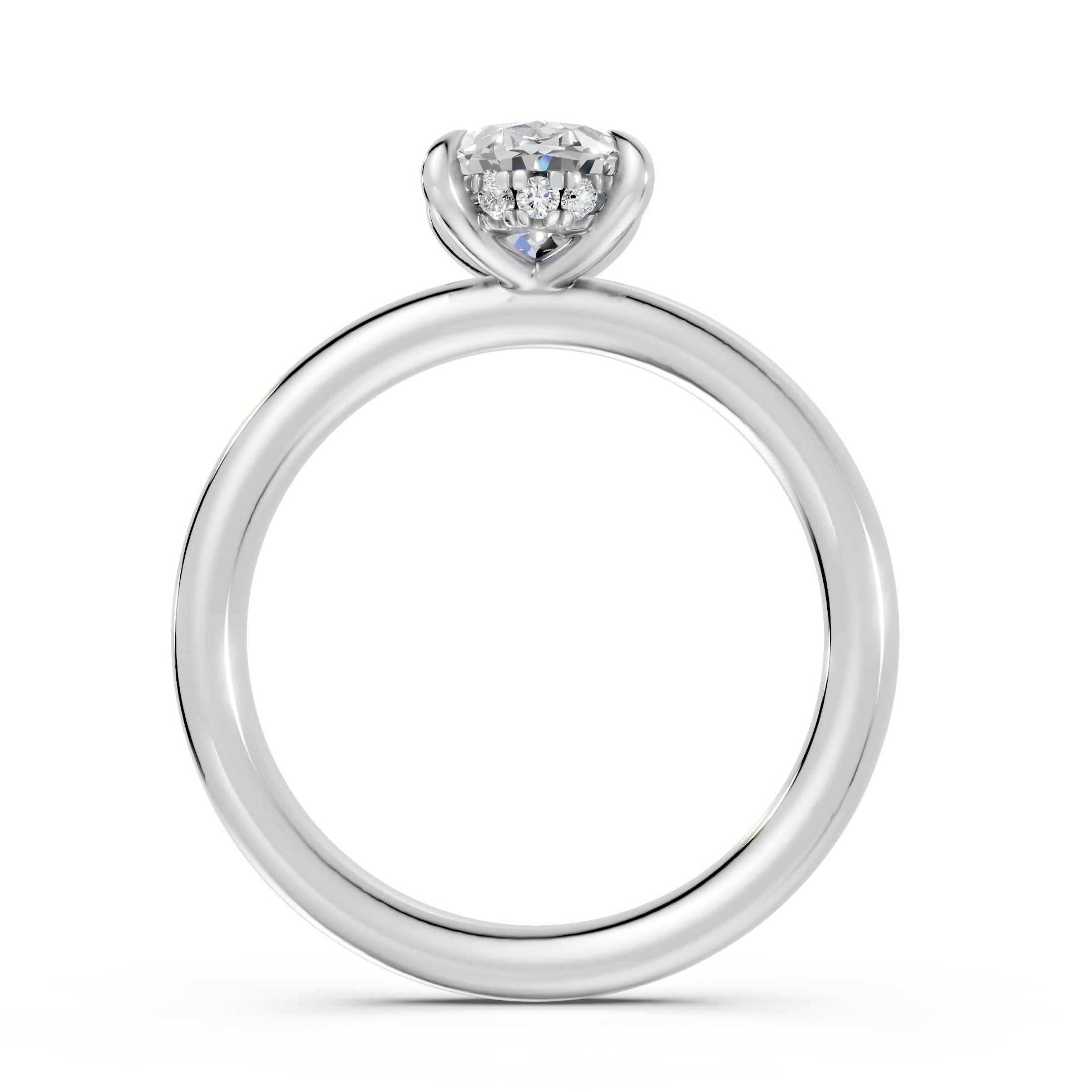 Hidden Halo Oval Diamond  Ring - R139
