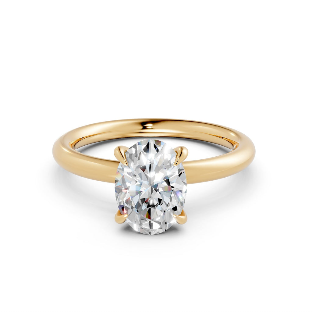 Hidden Halo Oval Diamond  Ring - R139