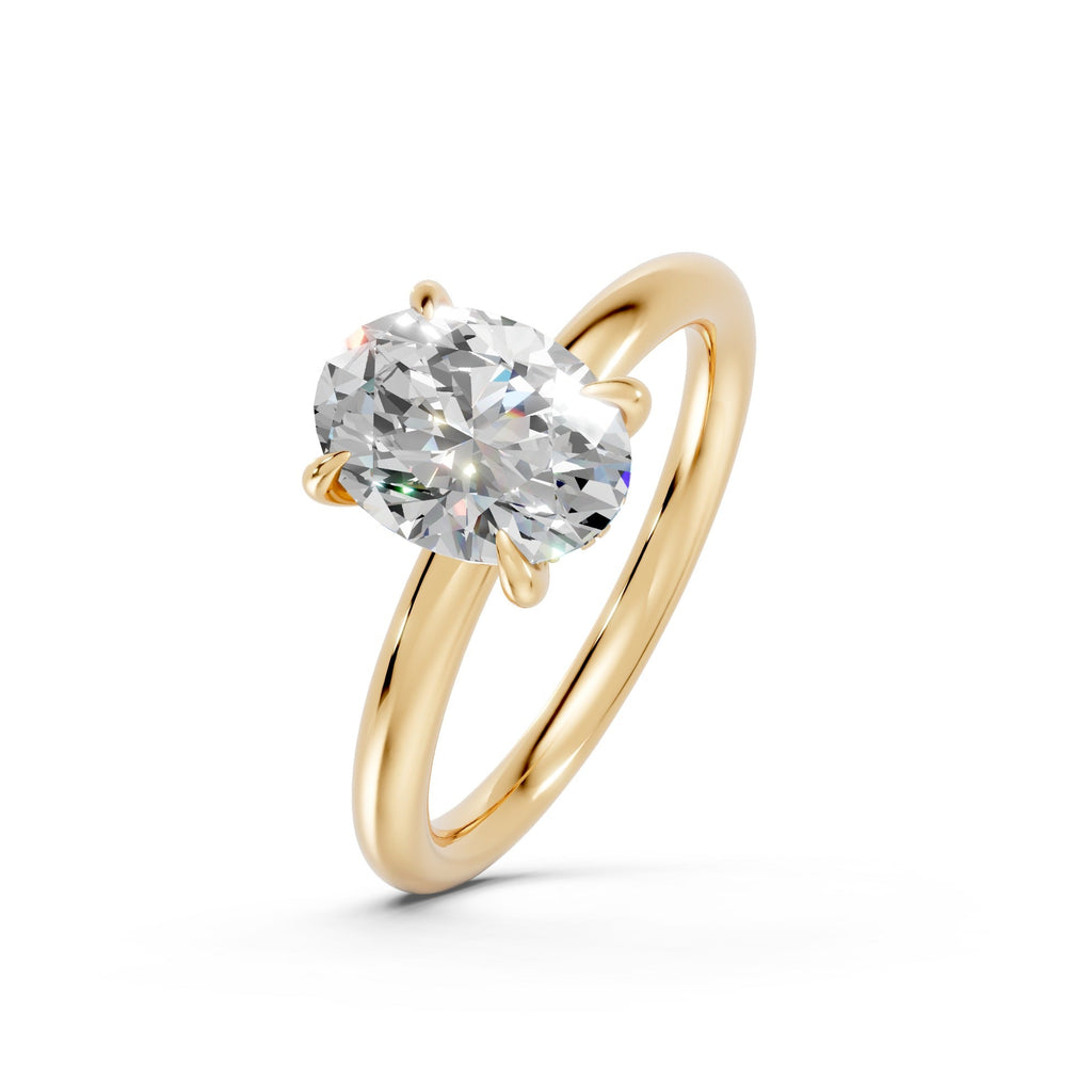 Hidden Halo Oval Diamond  Ring - R139