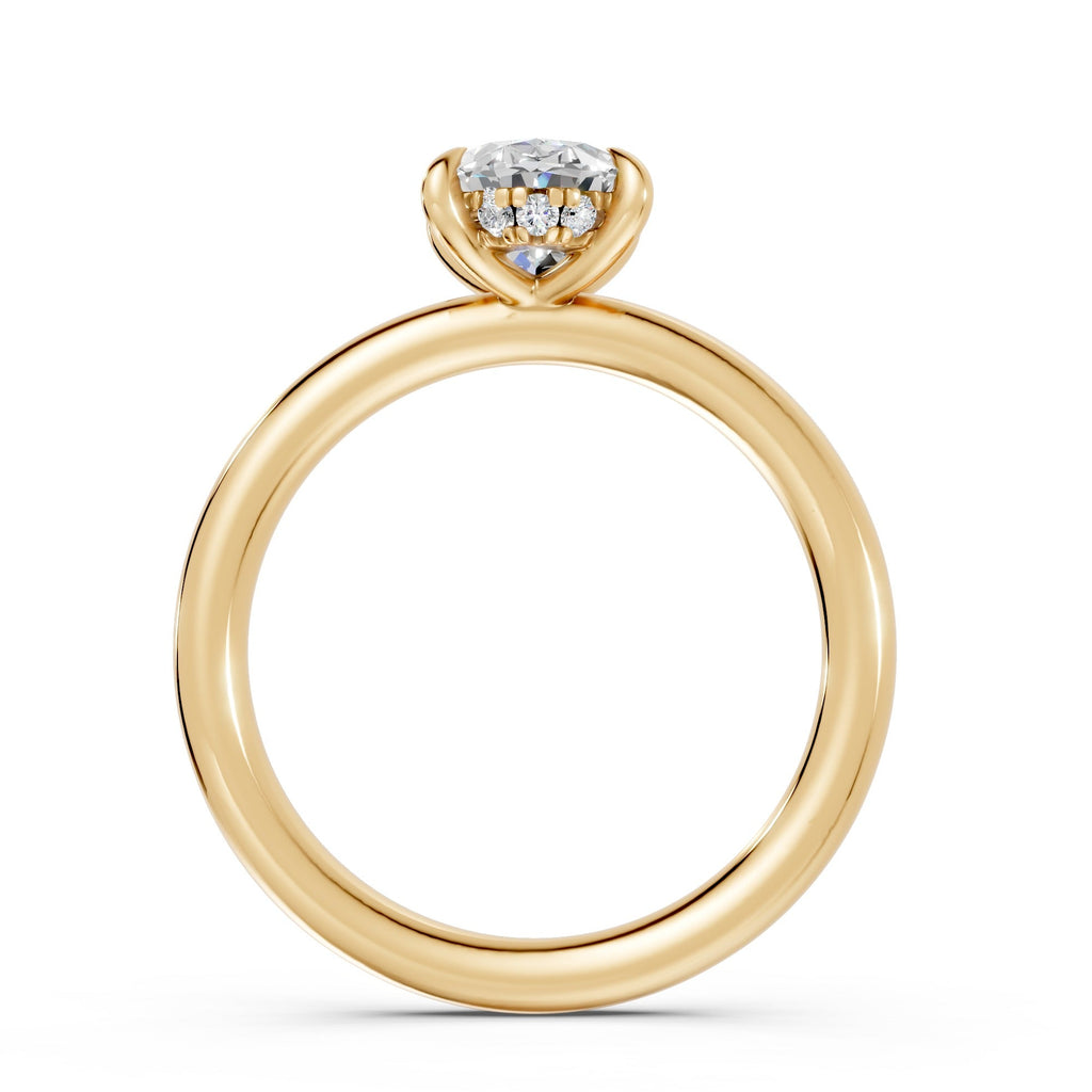Hidden Halo Oval Diamond  Ring - R139