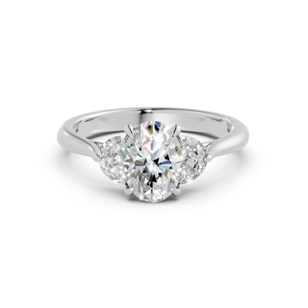 Oval & Half Moon Diamond Trilogy Ring - R145