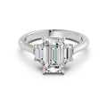 Emerald & Trapezoid Diamond Trilogy Ring - R146