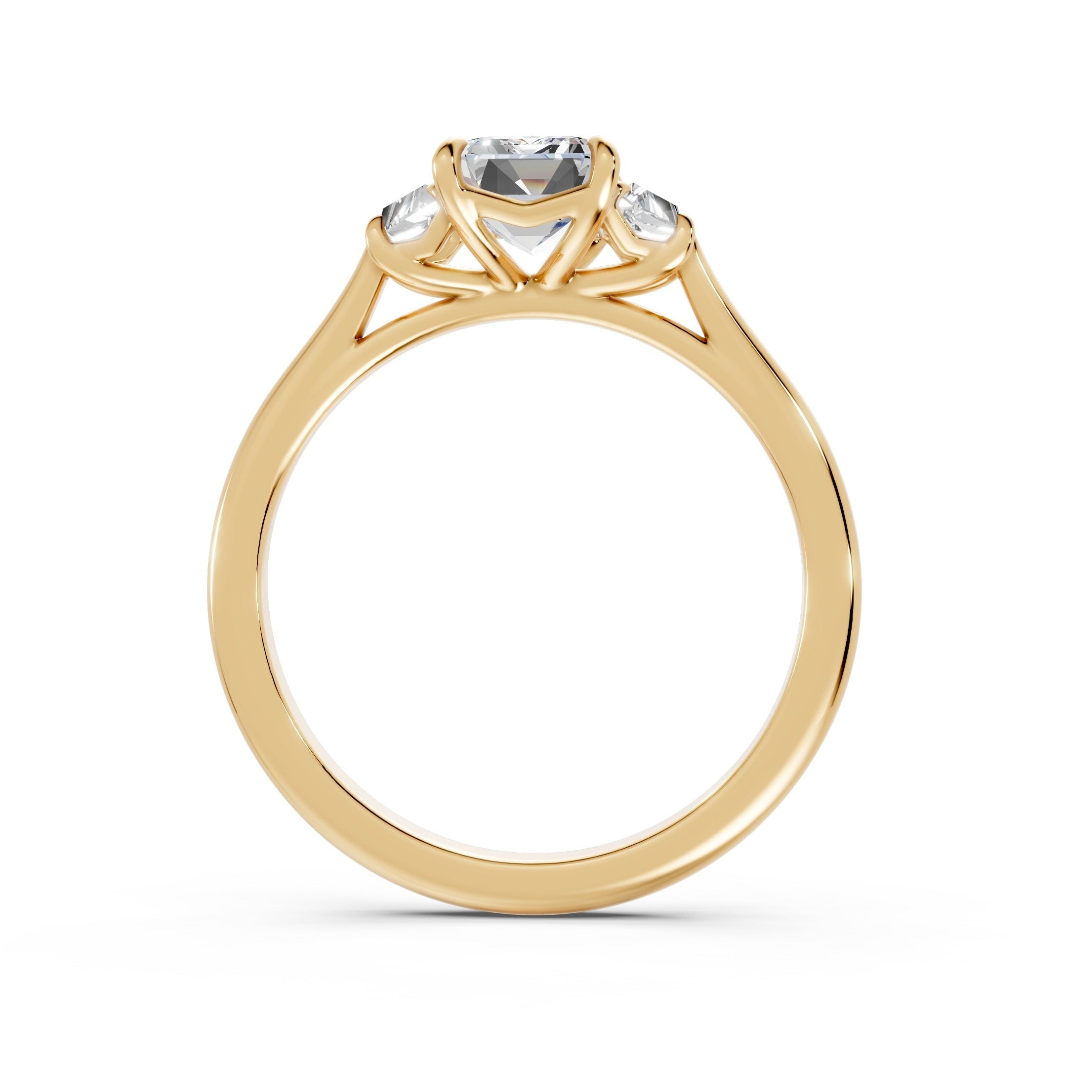 Emerald & Trapezoid Diamond Trilogy Ring - R146