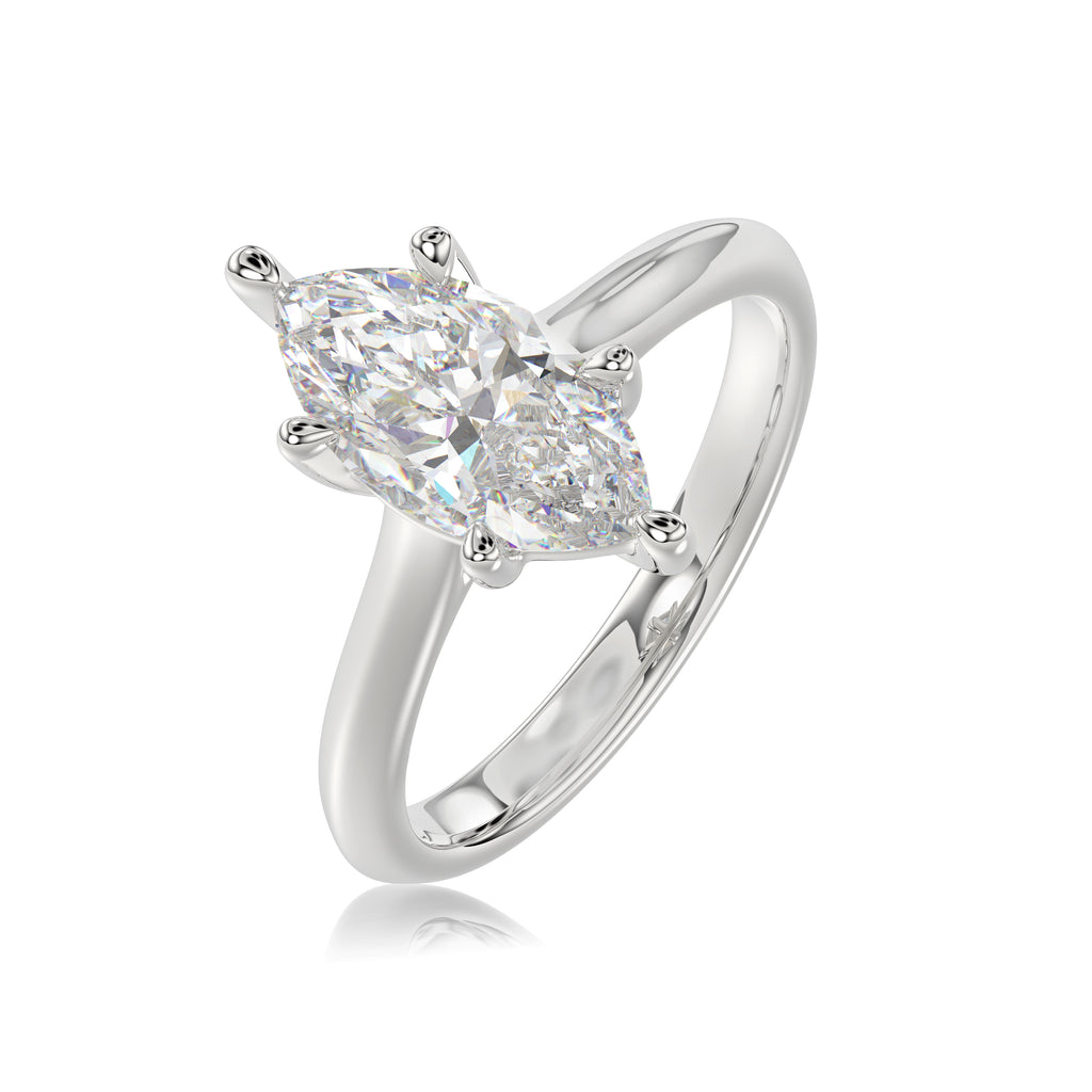 Solitaire Knife Edge Marquise Diamond Ring - R159