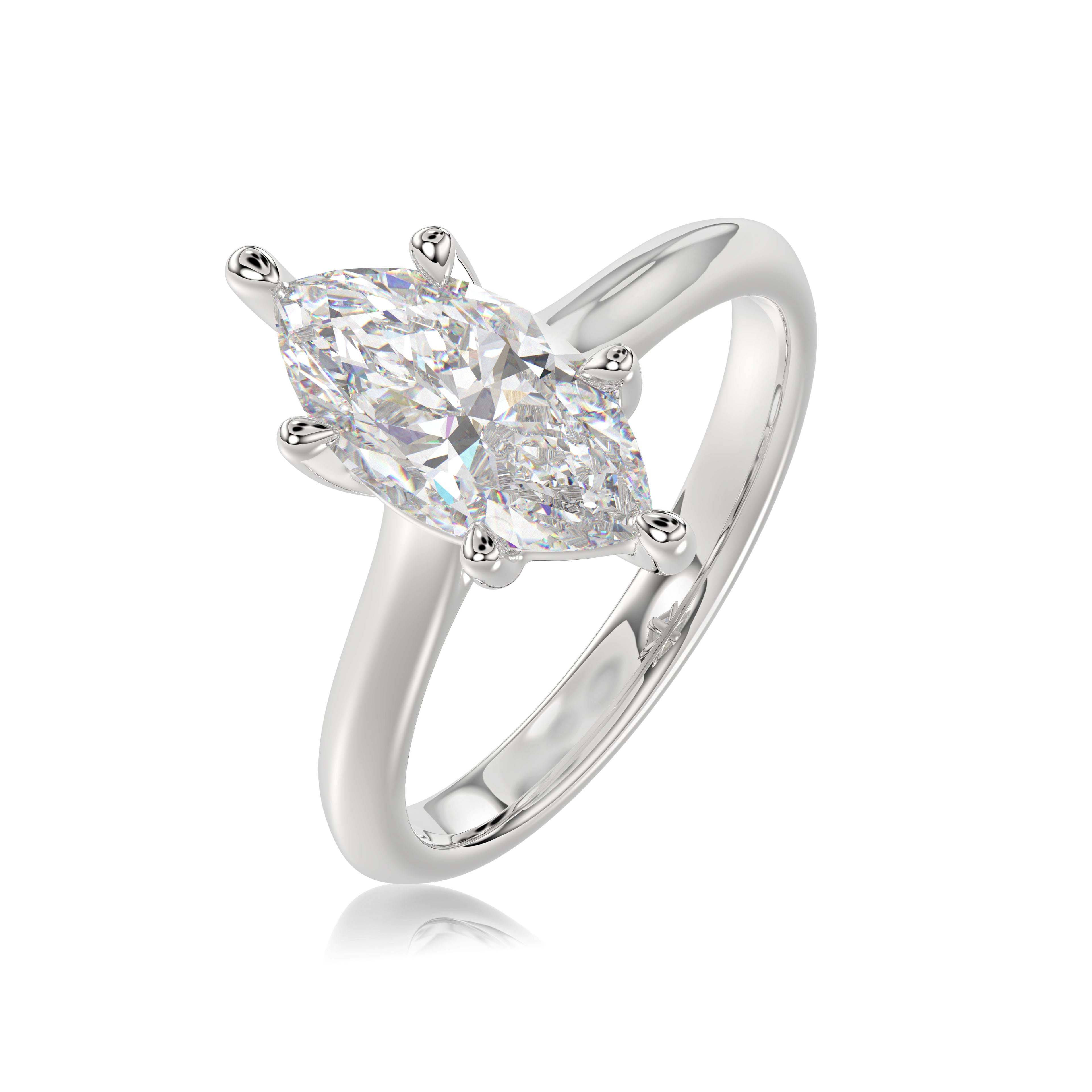 Solitaire Knife Edge Marquise Diamond Ring - R159