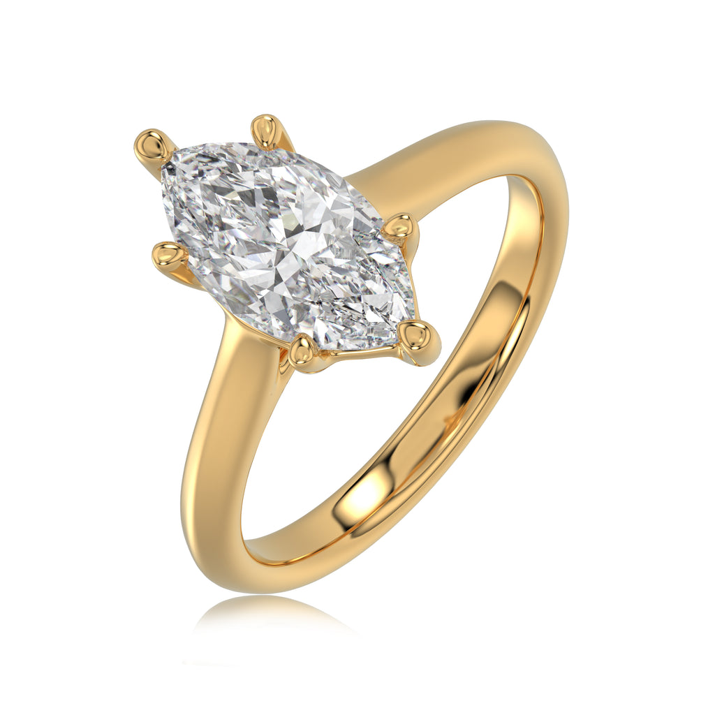 Solitaire Knife Edge Marquise Diamond Ring - R159