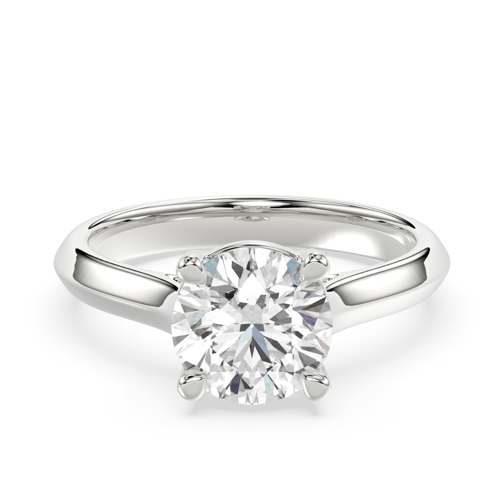 Solitaire Knife Edge Round Diamond  Ring - R161