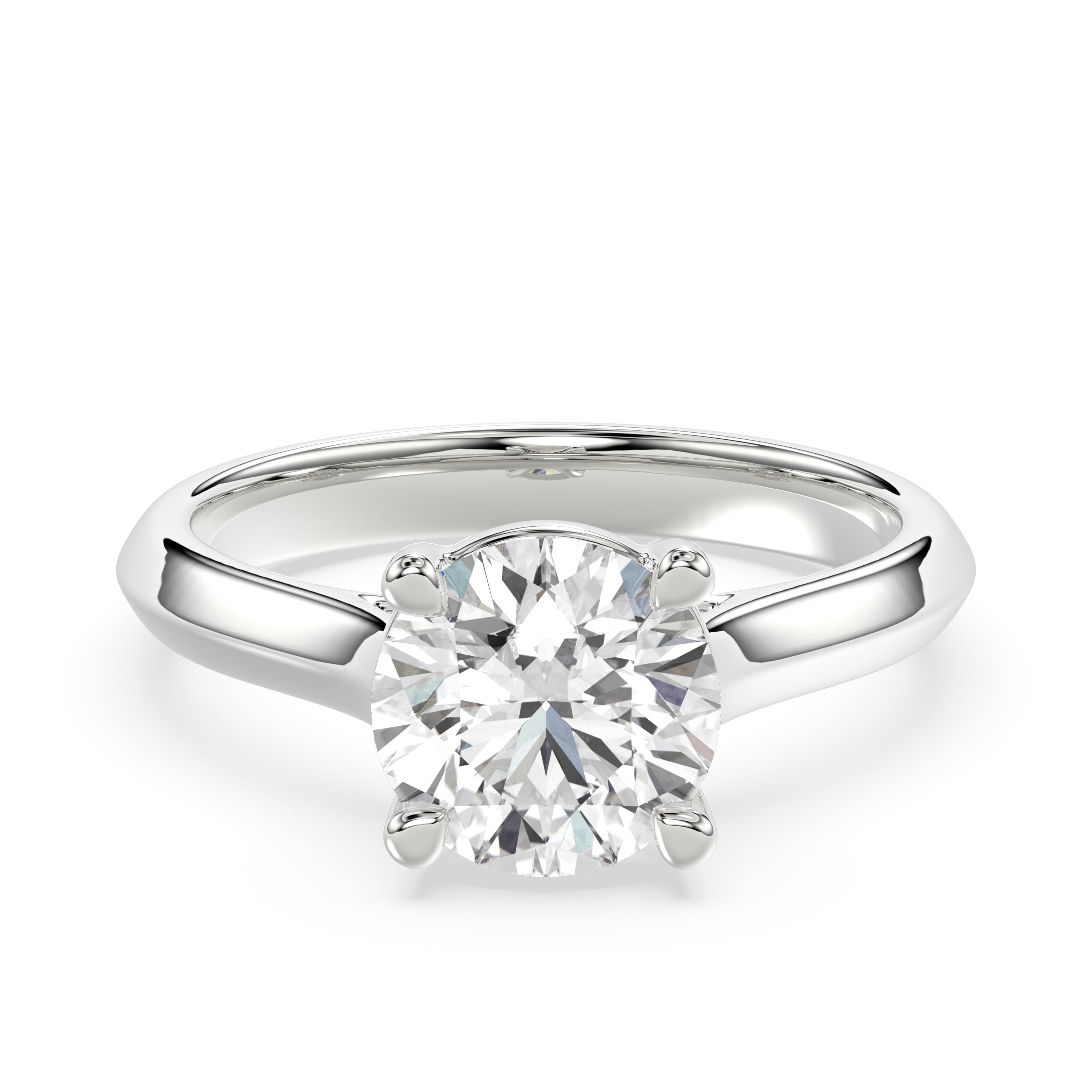 Solitaire Knife Edge Round Diamond  Ring - R161