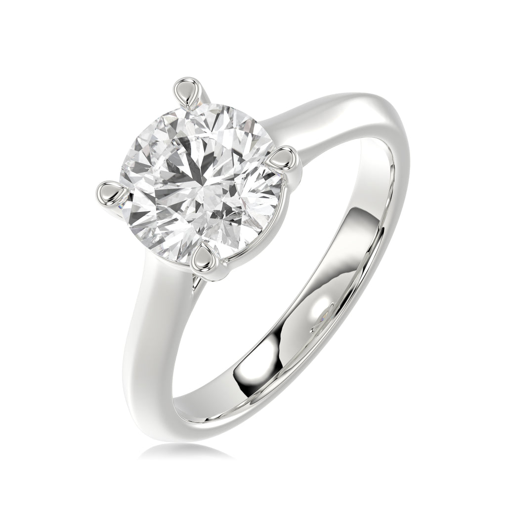 Solitaire Knife Edge Round Diamond  Ring - R161