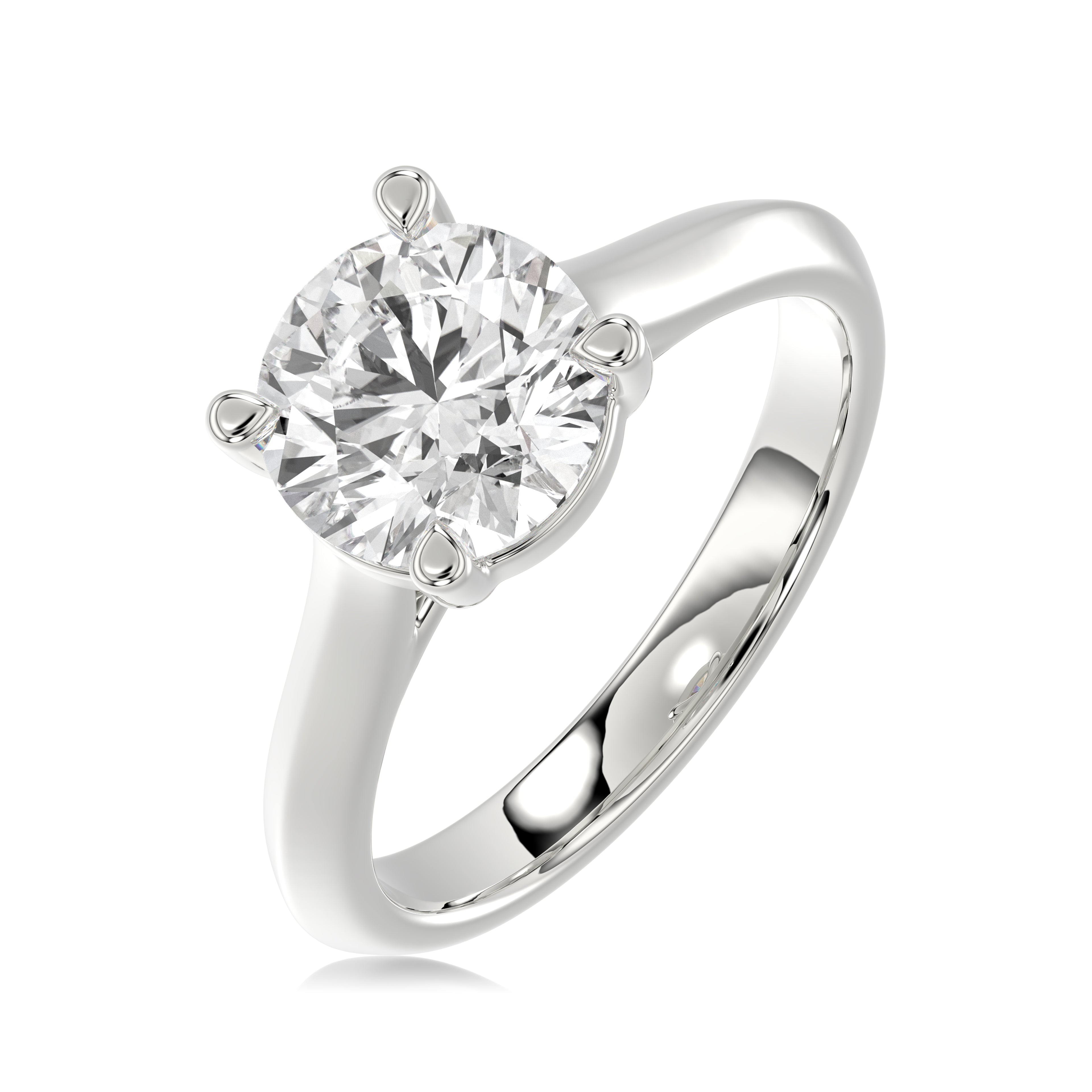 Solitaire Knife Edge Round Diamond  Ring - R161