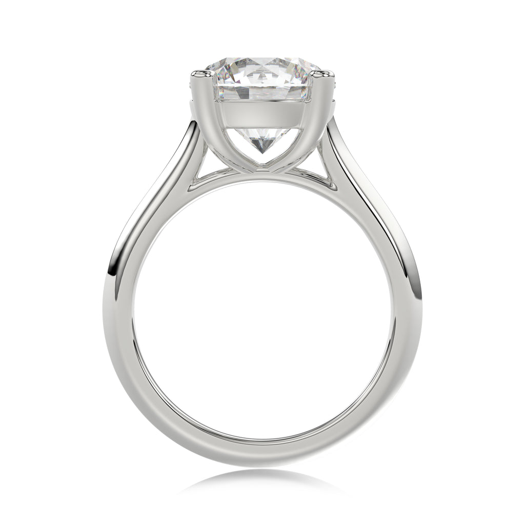 Solitaire Knife Edge Round Diamond  Ring - R161