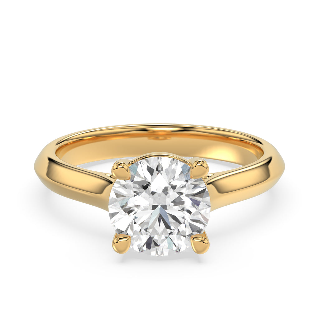 Solitaire Knife Edge Round Diamond  Ring - R161