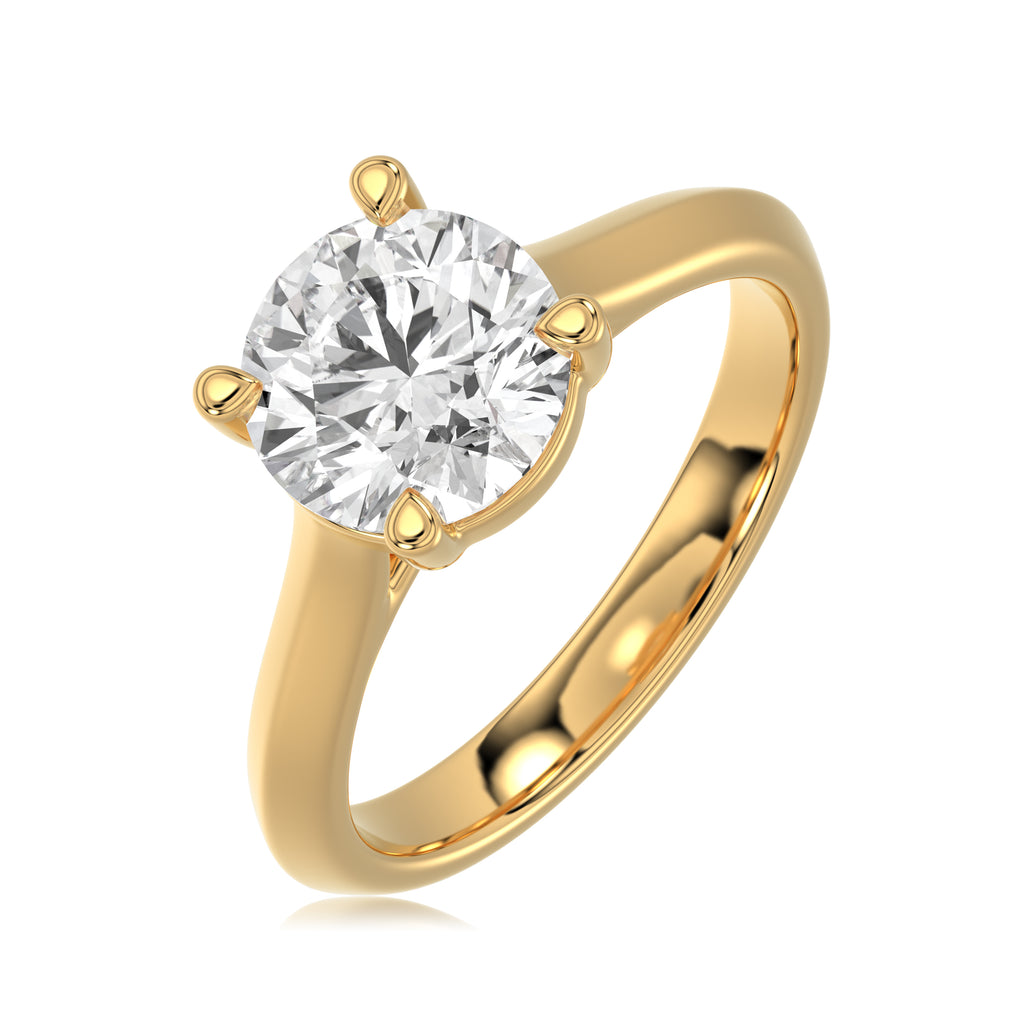 Solitaire Knife Edge Round Diamond  Ring - R161