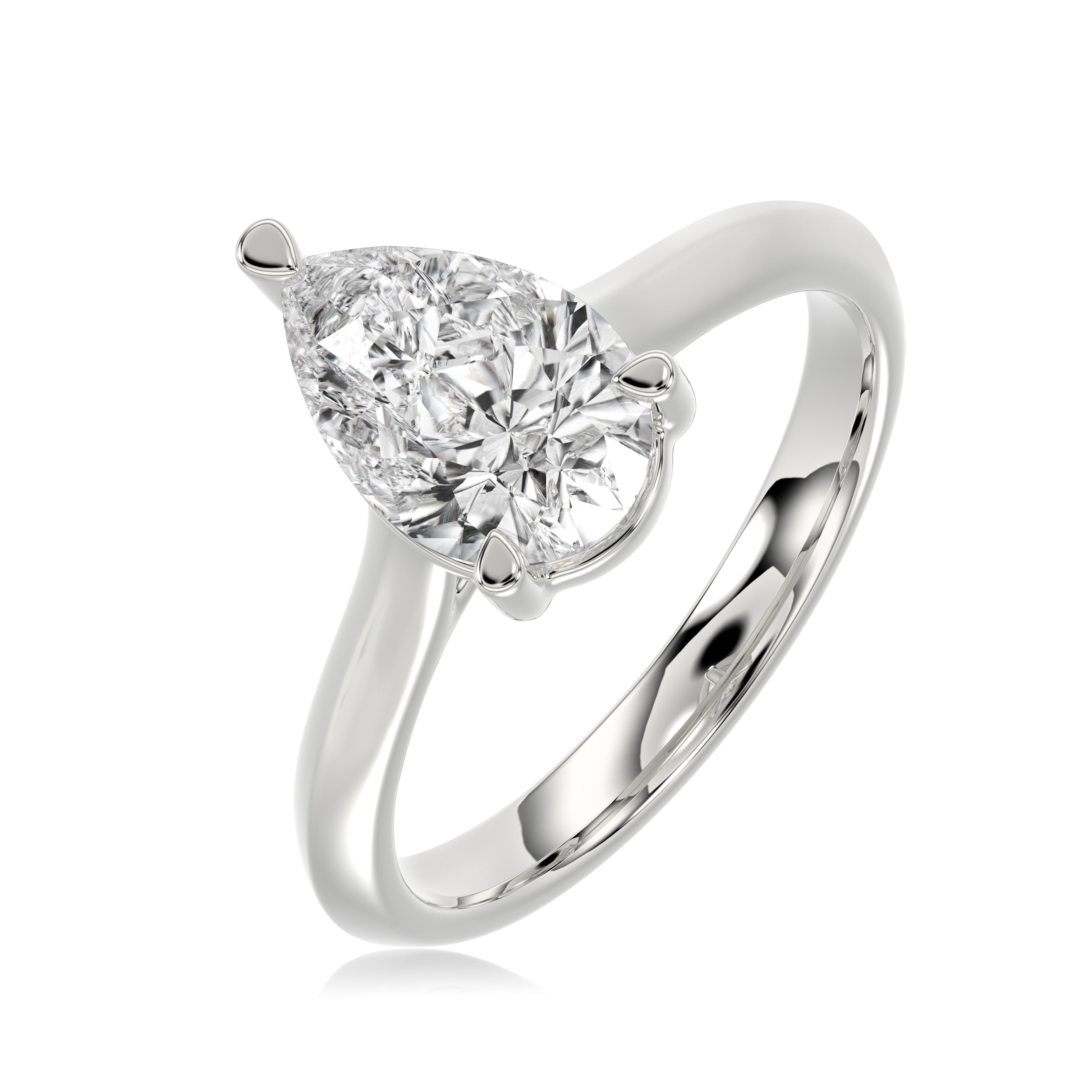 Solitaire Knife Edge Pear Diamond Ring - R162