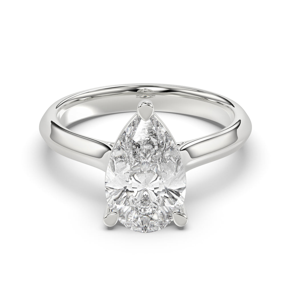 Solitaire Knife Edge Pear Diamond Ring - R162