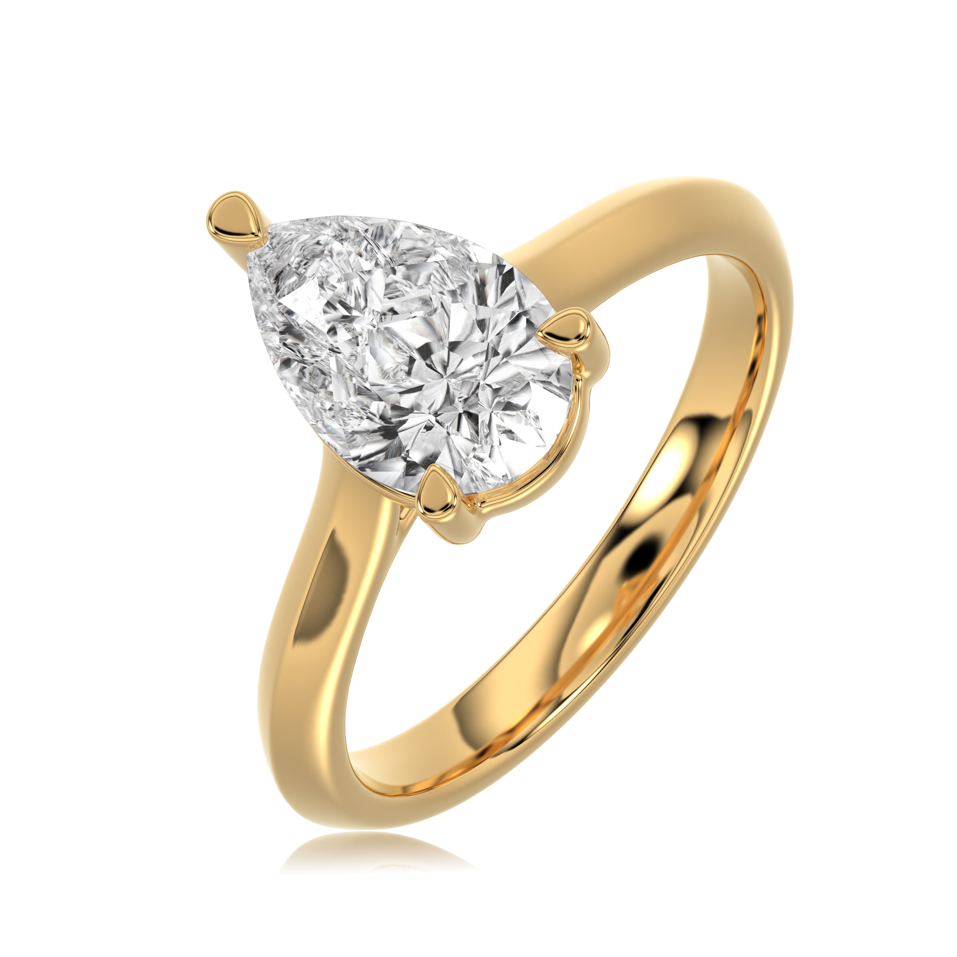 Solitaire Knife Edge Pear Diamond Ring - R162