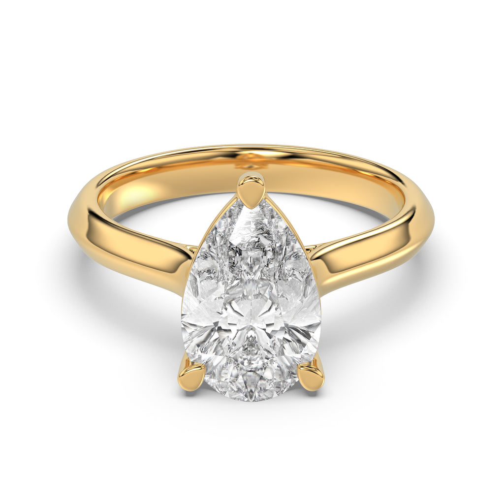 Solitaire Knife Edge Pear Diamond Ring - R162