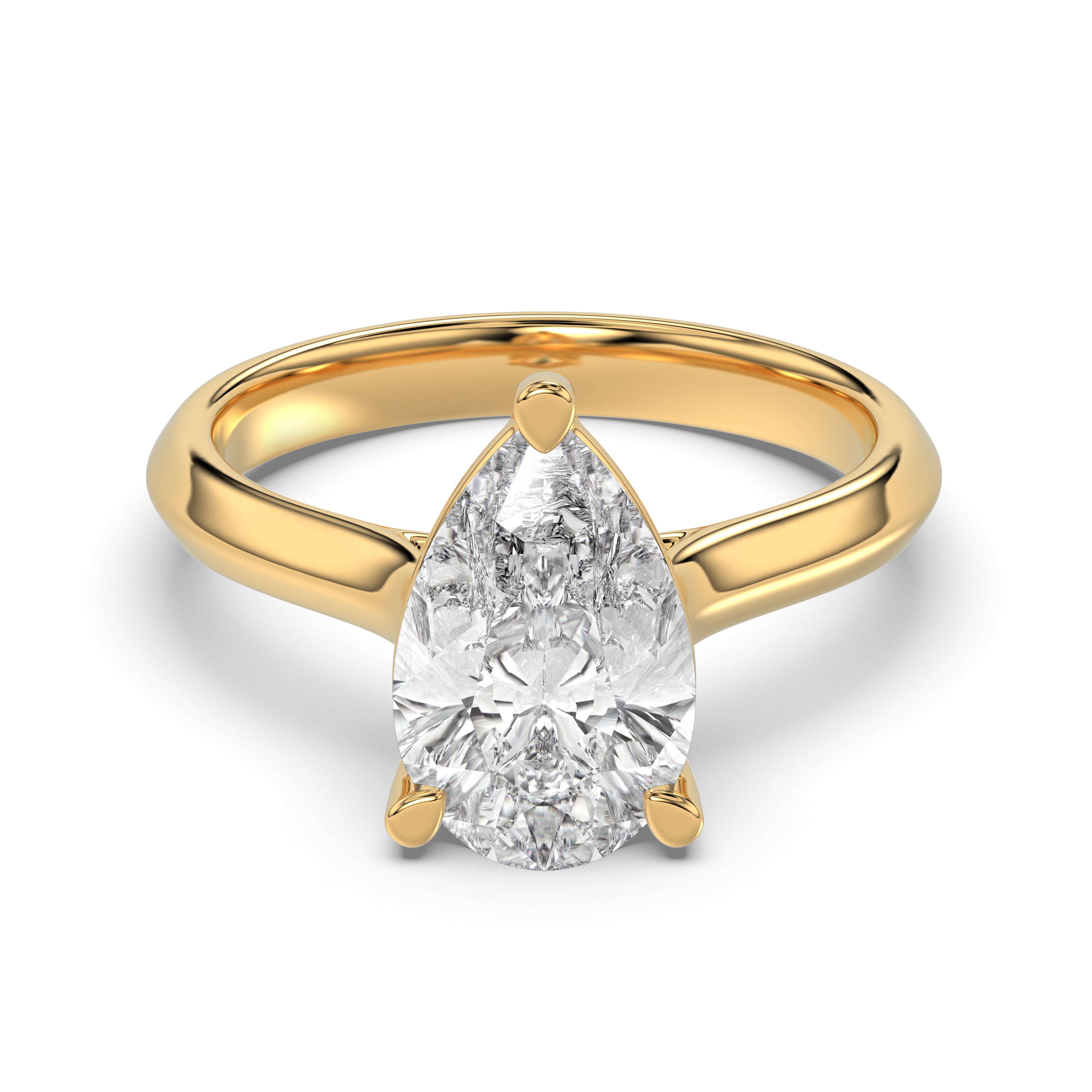 Solitaire Knife Edge Pear Diamond Ring - R162