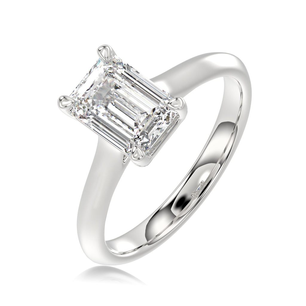 Solitaire Knife Edge Emerald Diamond Ring - R163