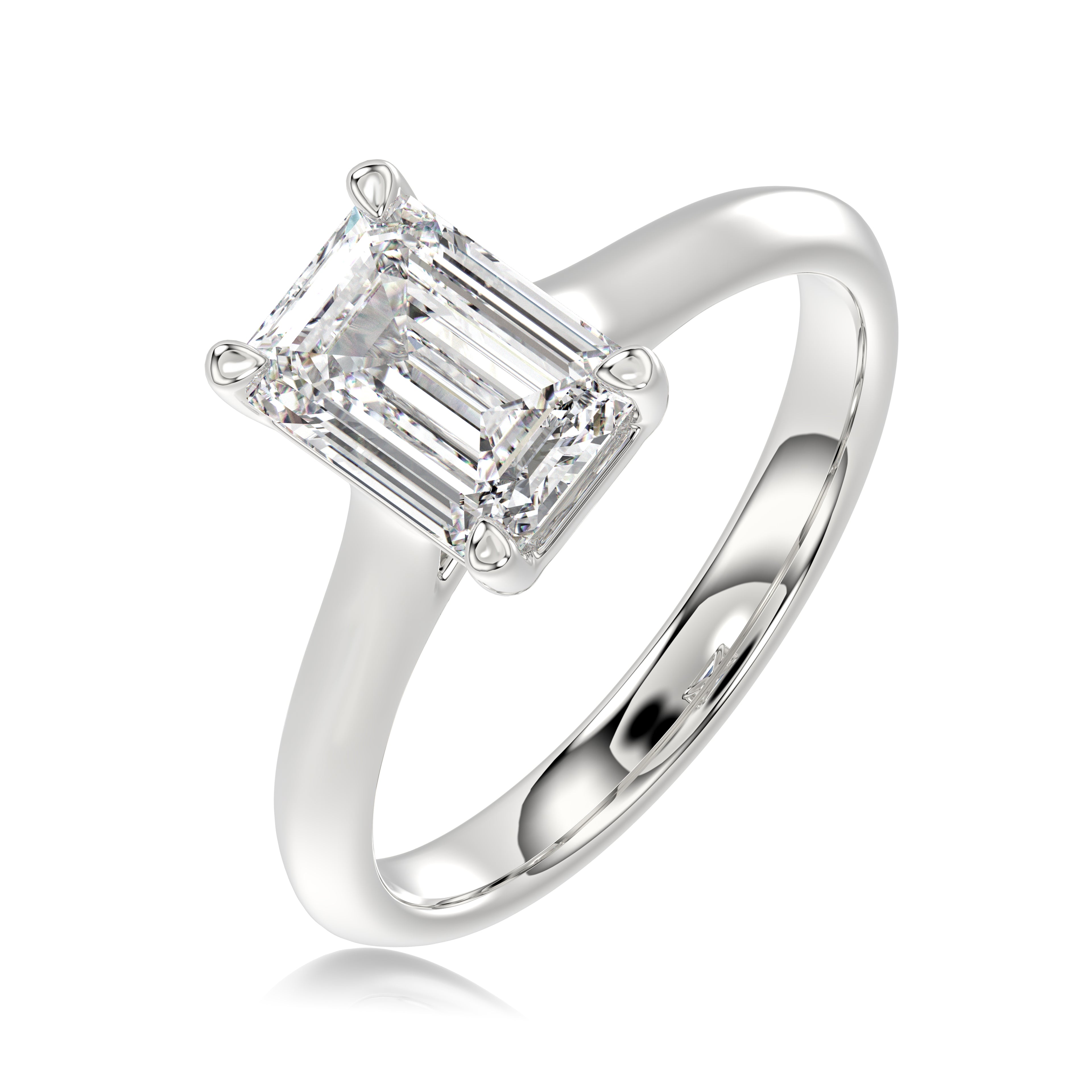 Solitaire Knife Edge Emerald Diamond Ring - R163