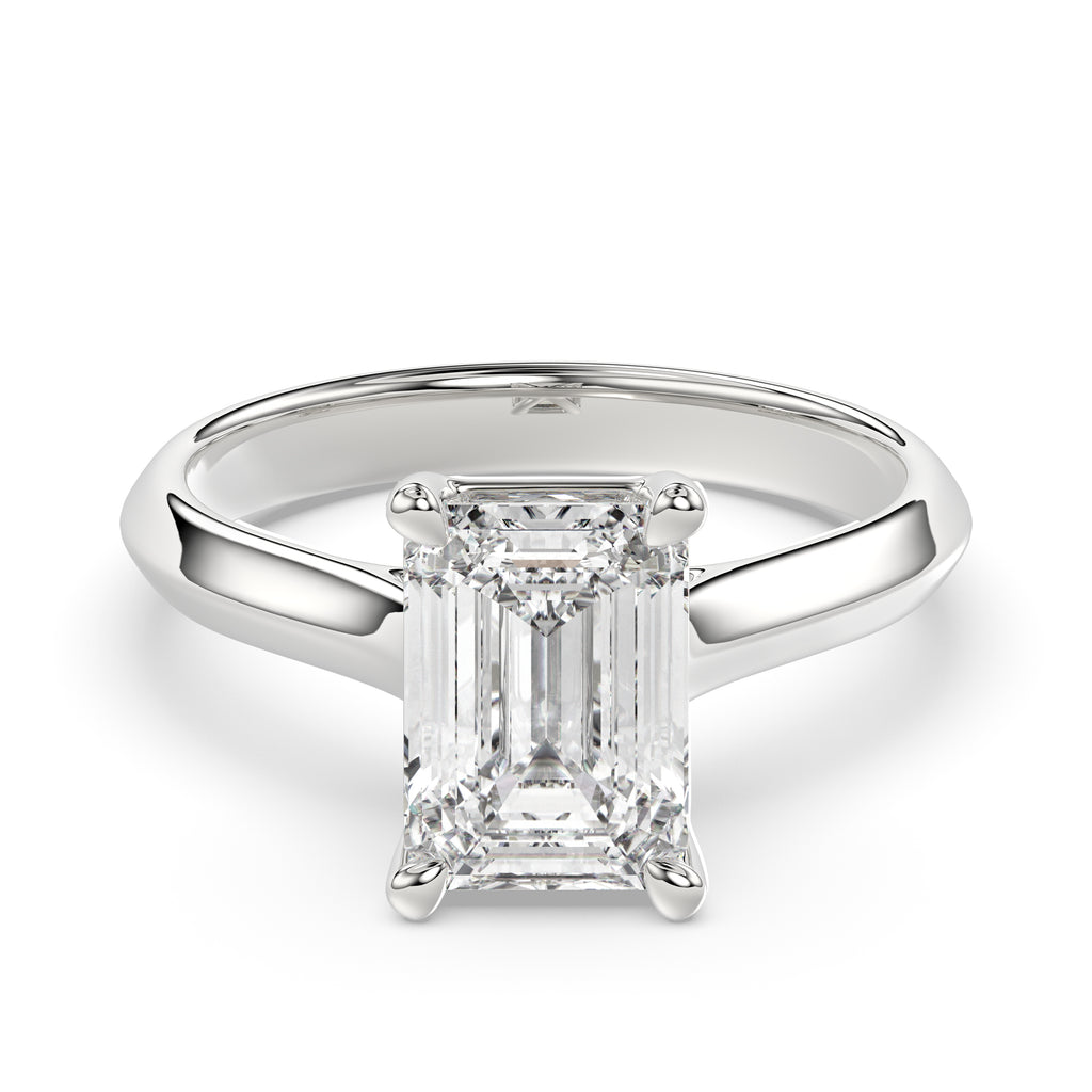 Solitaire Knife Edge Emerald Diamond Ring - R163