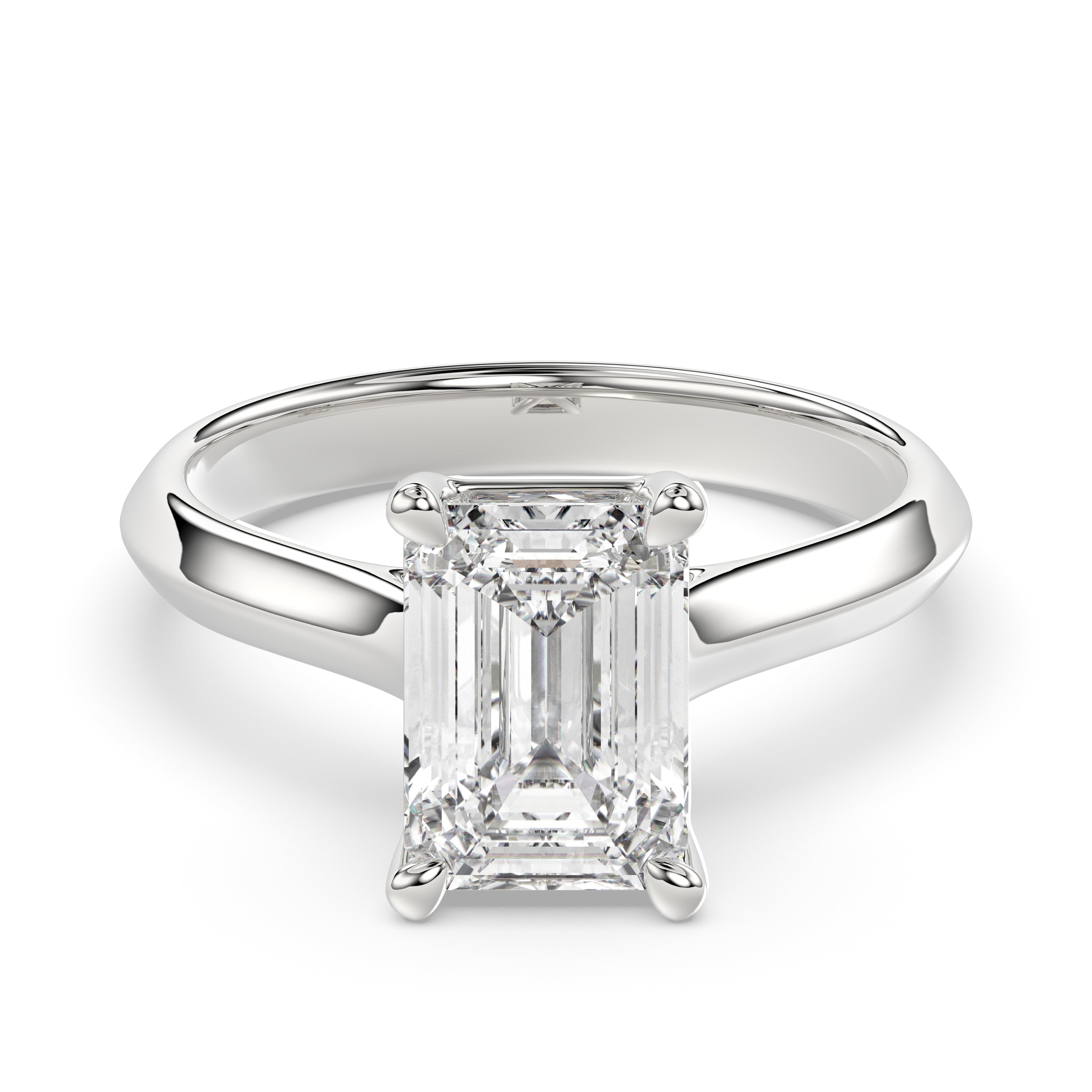 Solitaire Knife Edge Emerald Diamond Ring - R163