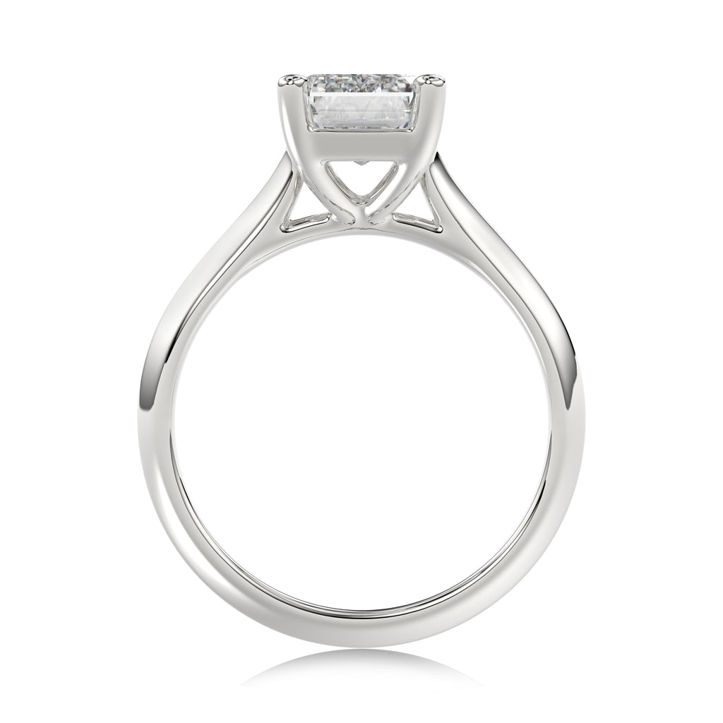 Solitaire Knife Edge Emerald Diamond Ring - R163