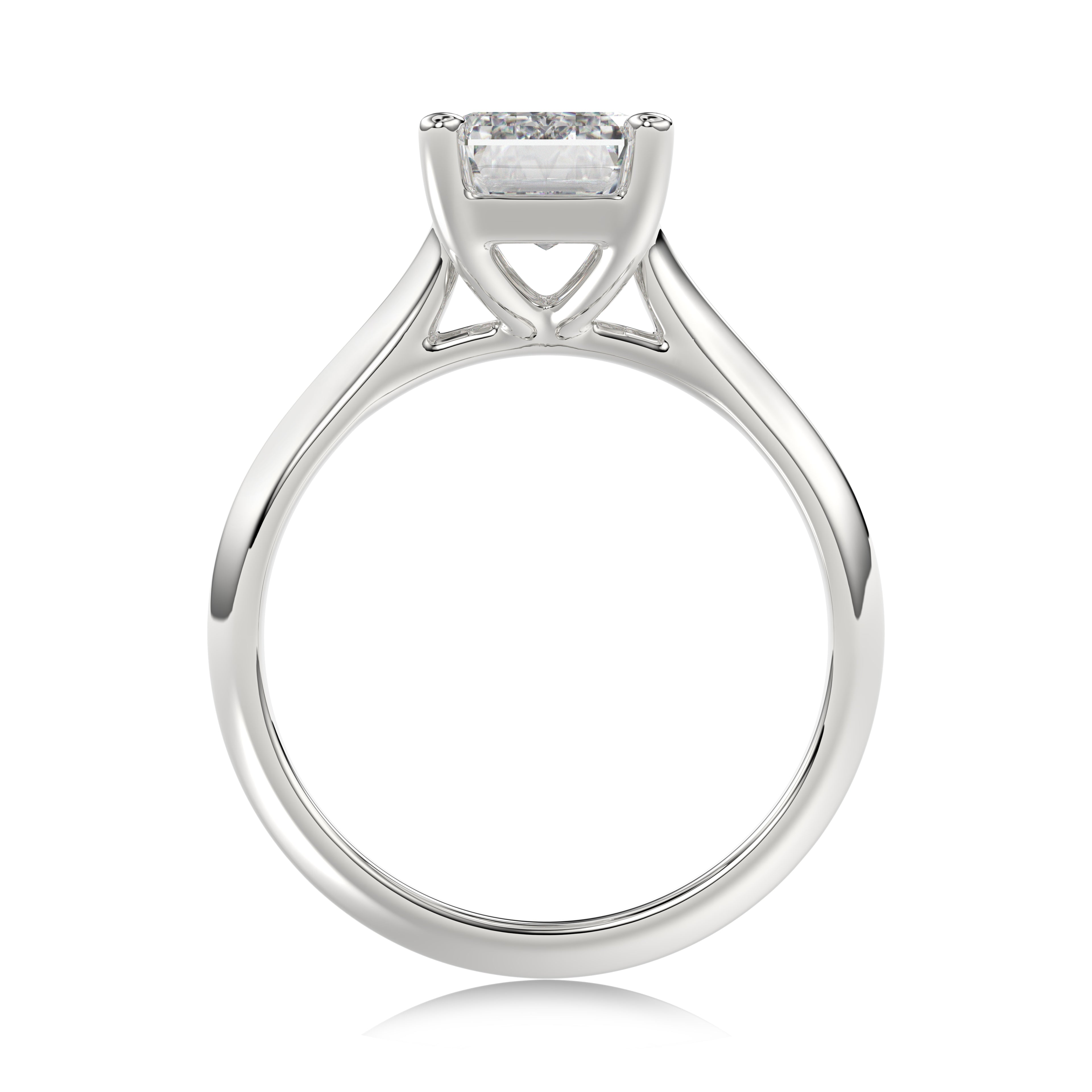 Solitaire Knife Edge Emerald Diamond Ring - R163