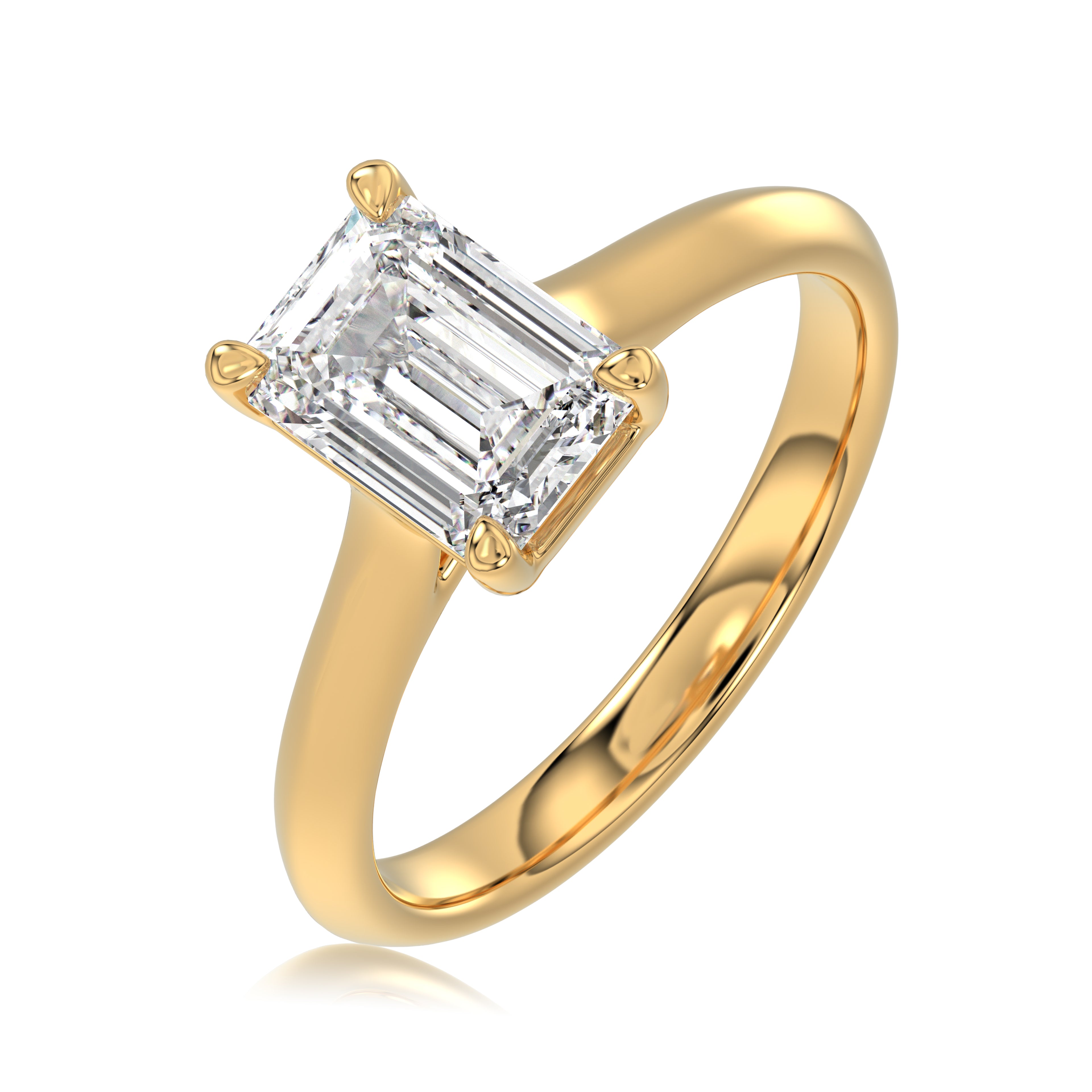 Solitaire Knife Edge Emerald Diamond Ring - R163