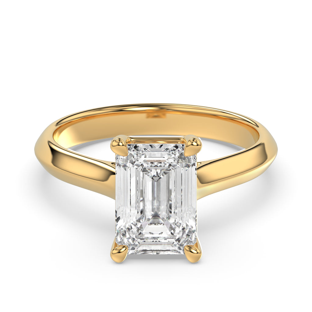 Solitaire Knife Edge Emerald Diamond Ring - R163