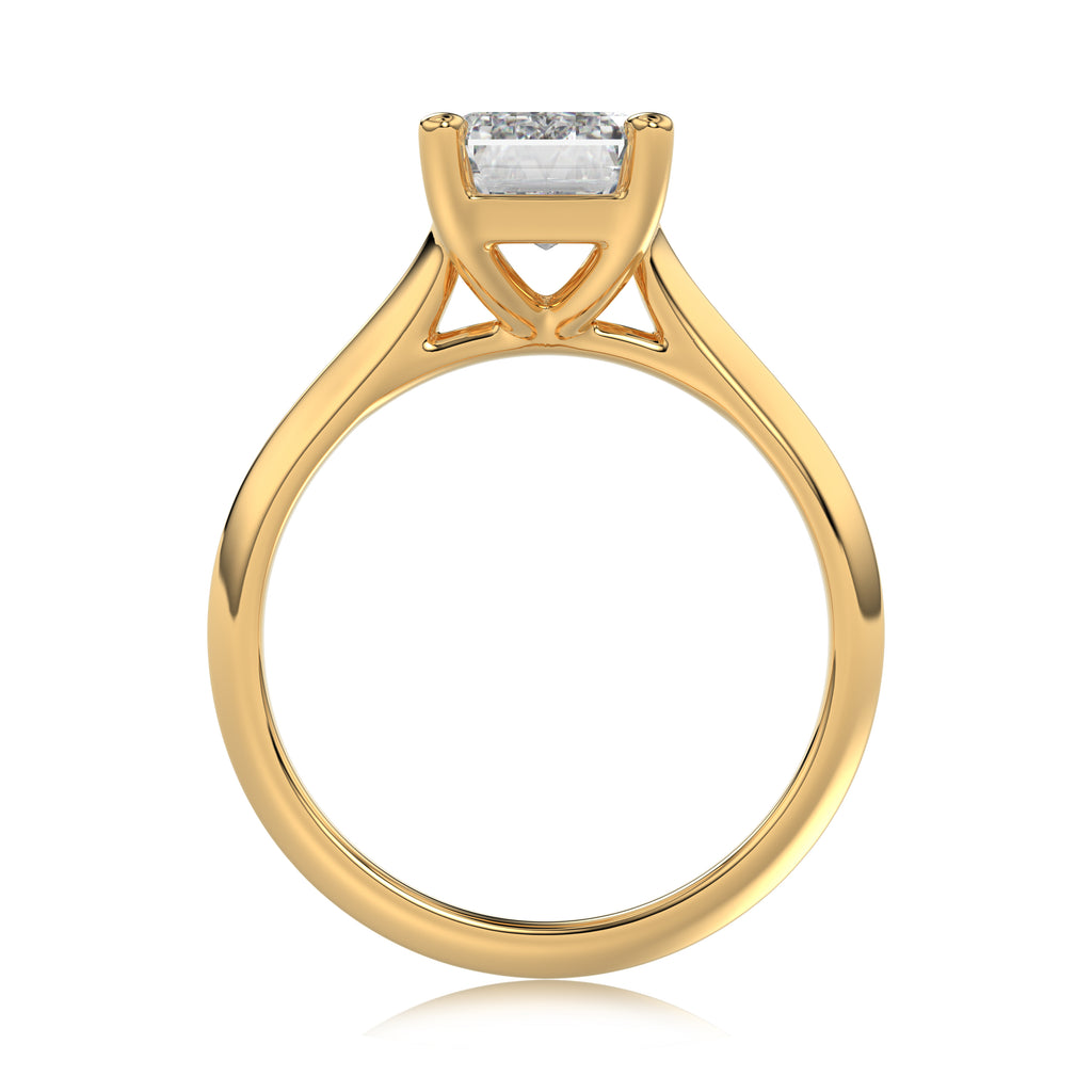 Solitaire Knife Edge Emerald Diamond Ring - R163