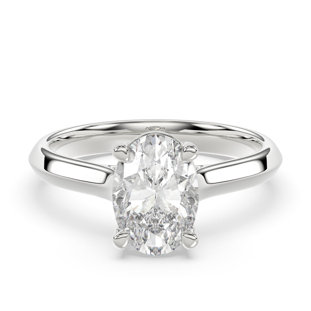 Solitaire Knife Edge Oval Diamond Ring - R170