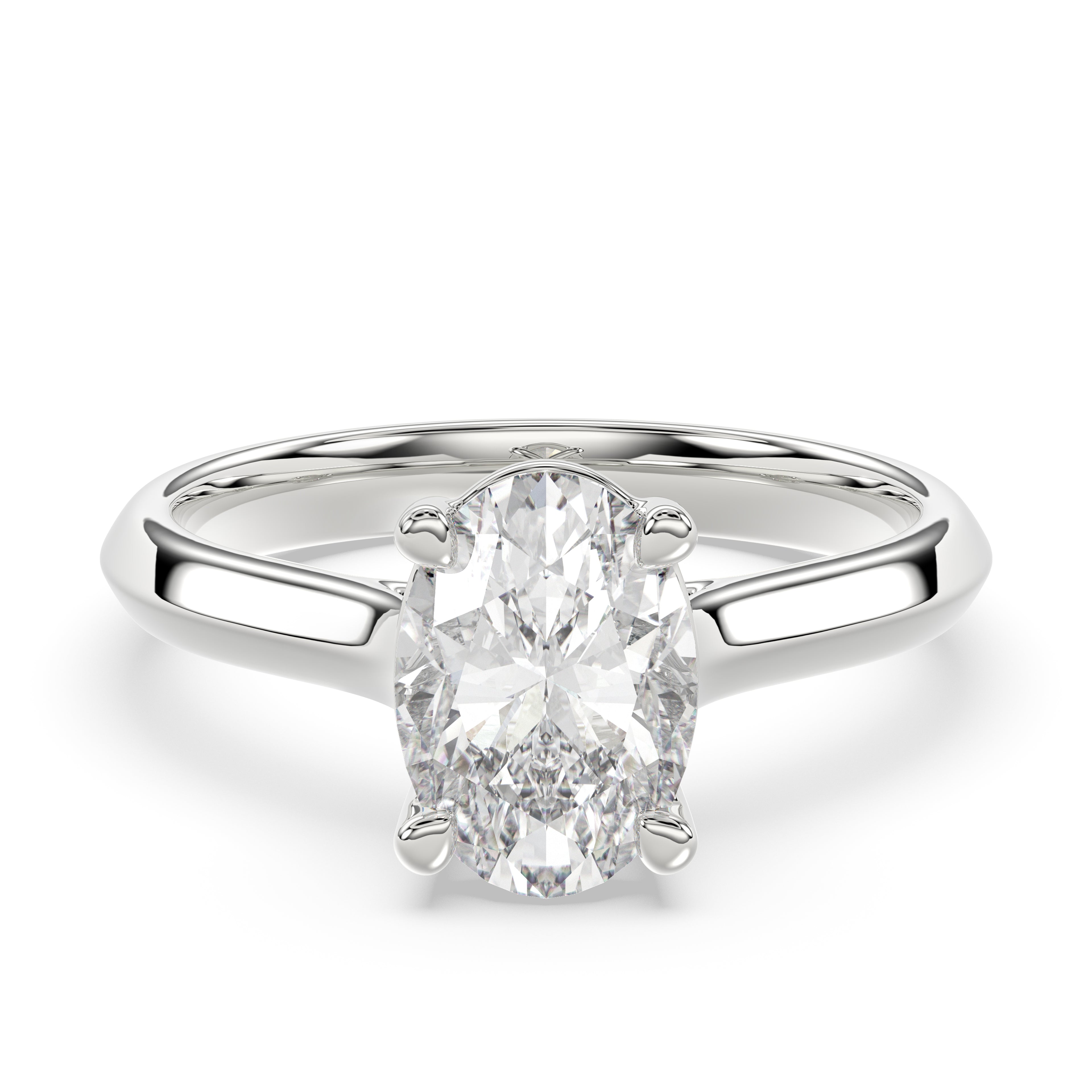 Solitaire Knife Edge Oval Diamond Ring - R170