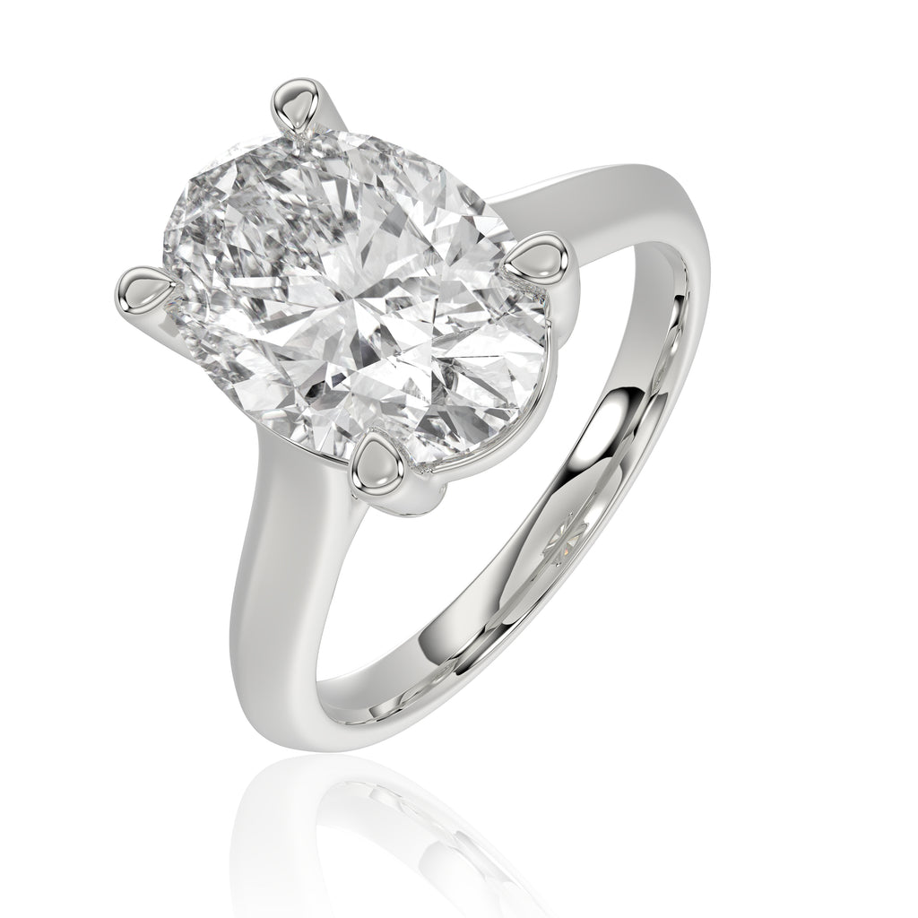 Solitaire Knife Edge Oval Diamond Ring - R170